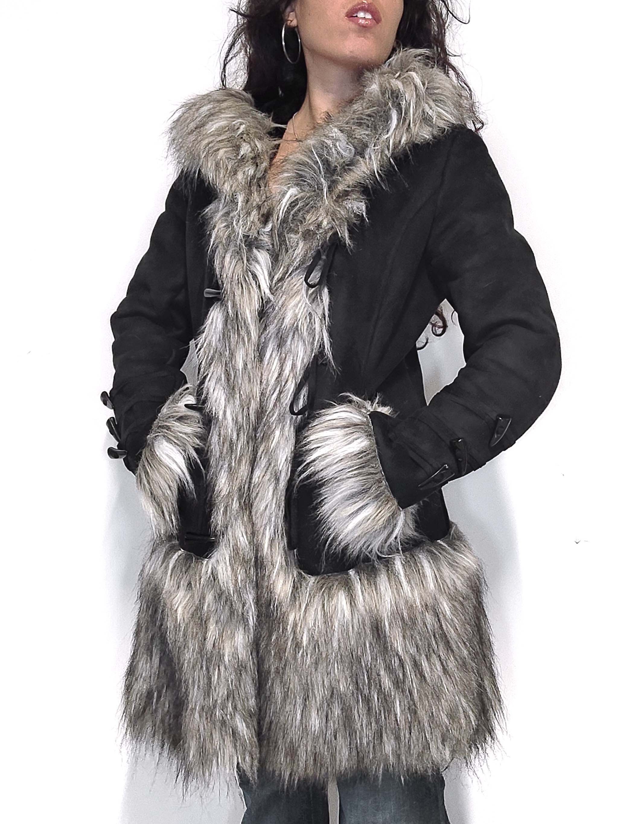 Vintage Vintage Y2k Thick Faux Fur Hooded Afghan Coat Size L / US 10 / IT 46 - 5 Thumbnail