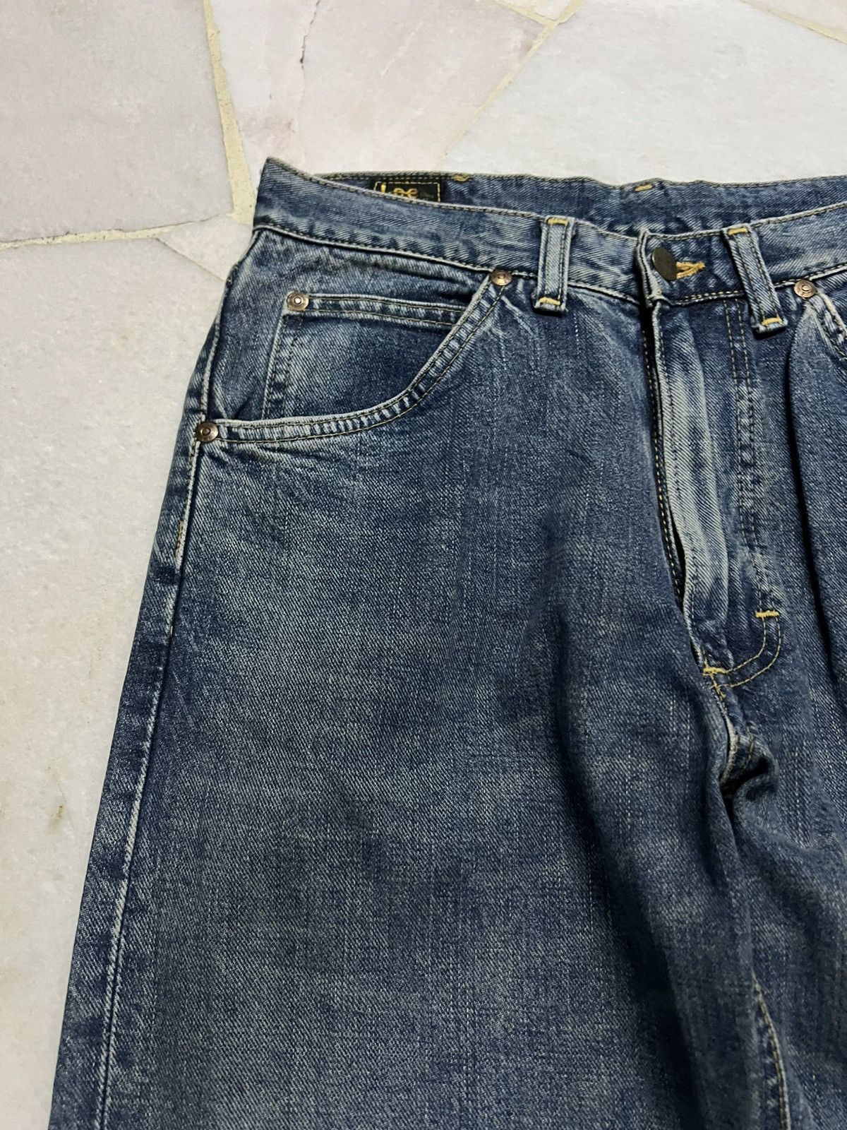 Japanese Brand 💥Baggy💥Vintage Lee Rider Selvedge Zipper Talon Washed Jean Size US 28 / EU 44 - 7 Thumbnail