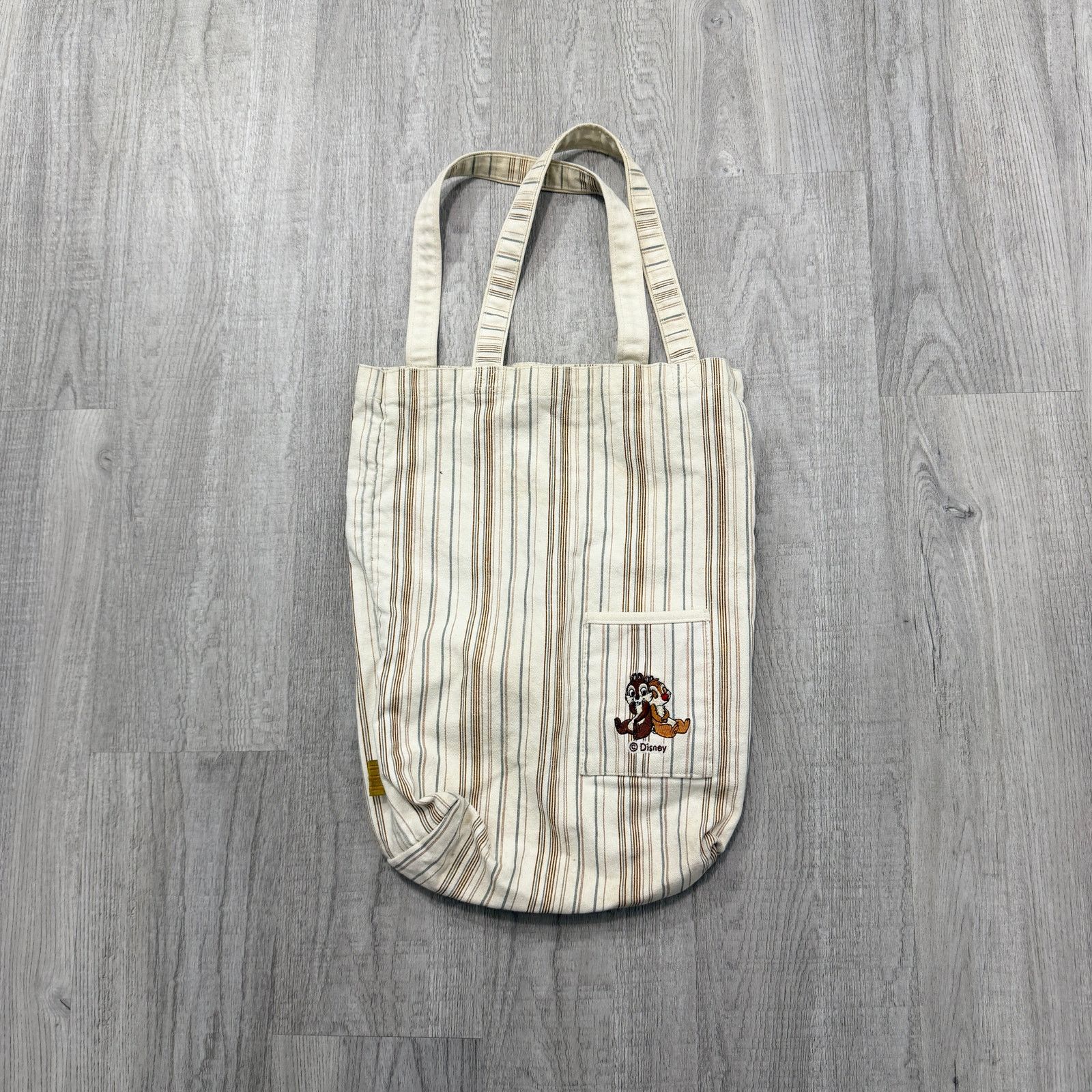 Vintage Vintage Disney Chip 'n Dale Tote Bag Striped 90s Canvas Size ONE SIZE - 1 Thumbnail