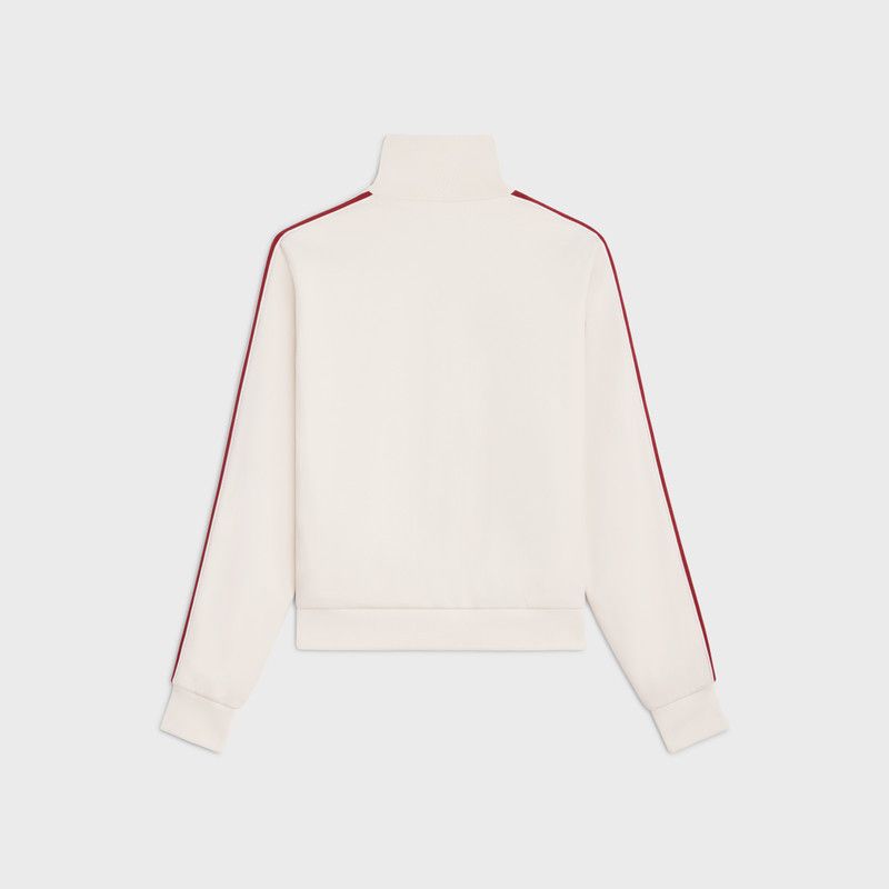 Celine o1bcso1str0126 2Y34G121O Tracksuit Jacket in Ecru/Burgundy Size L / US 10 / IT 46 - 2 Thumbnail