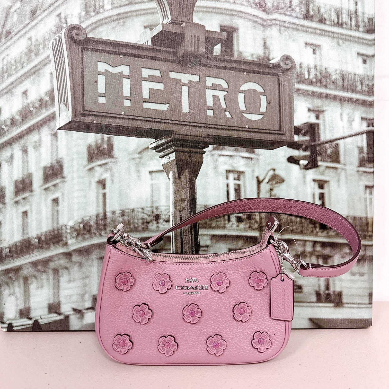 Coach Caj98 Teri Mini Crossbody Bag With Floral Applique in Pink, Women's