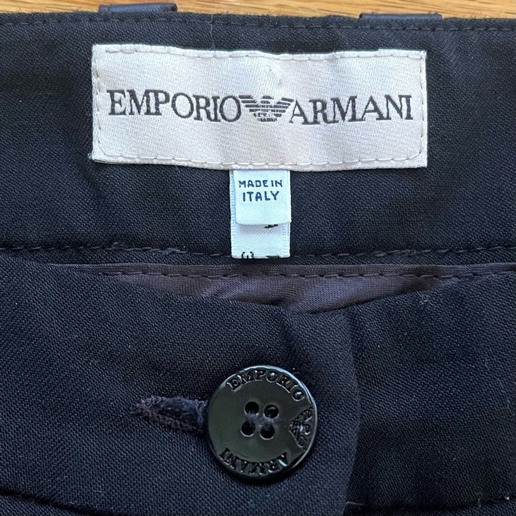 Emporio Armani EMPORIO ARMANI Black Wool Blend Trouser Pants Size 30" / US 8 / IT 44 - 6 Thumbnail