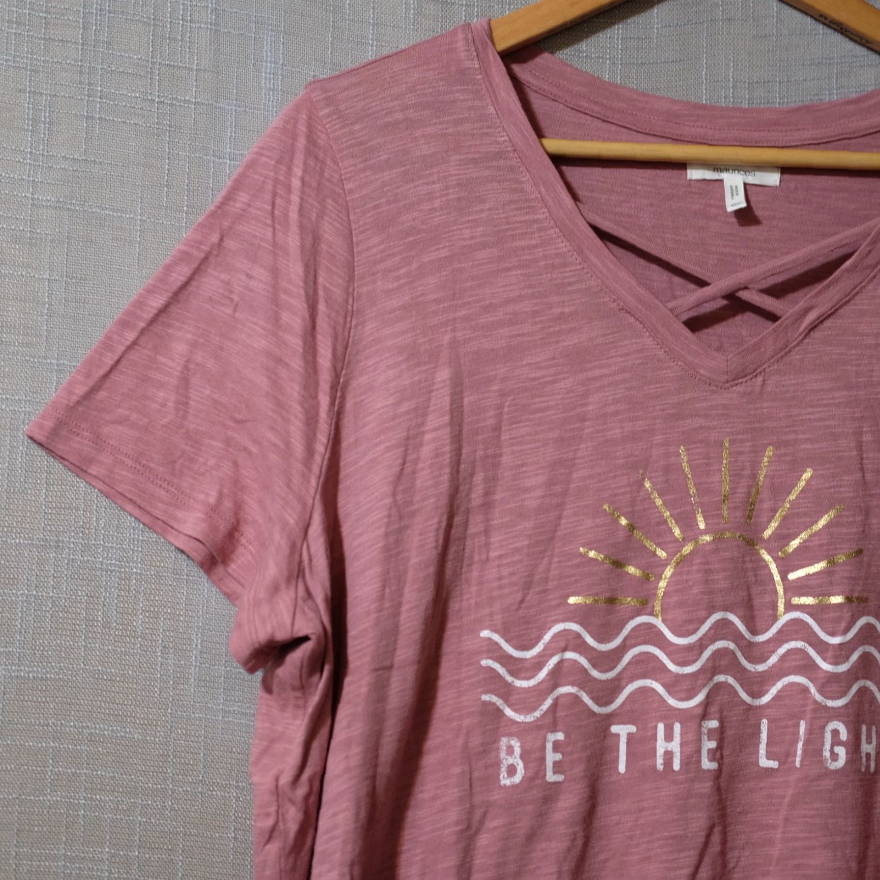 Vintage Maurices BE THE LIGHT Short Sleeve T-Shirt Pink Women's 0X Shirt Womens 0X Pink Maurices BE THE LIGHT Short Sleeve T-Shirt Size XL / US 12-14 / IT 48-50 - 2 Thumbnail