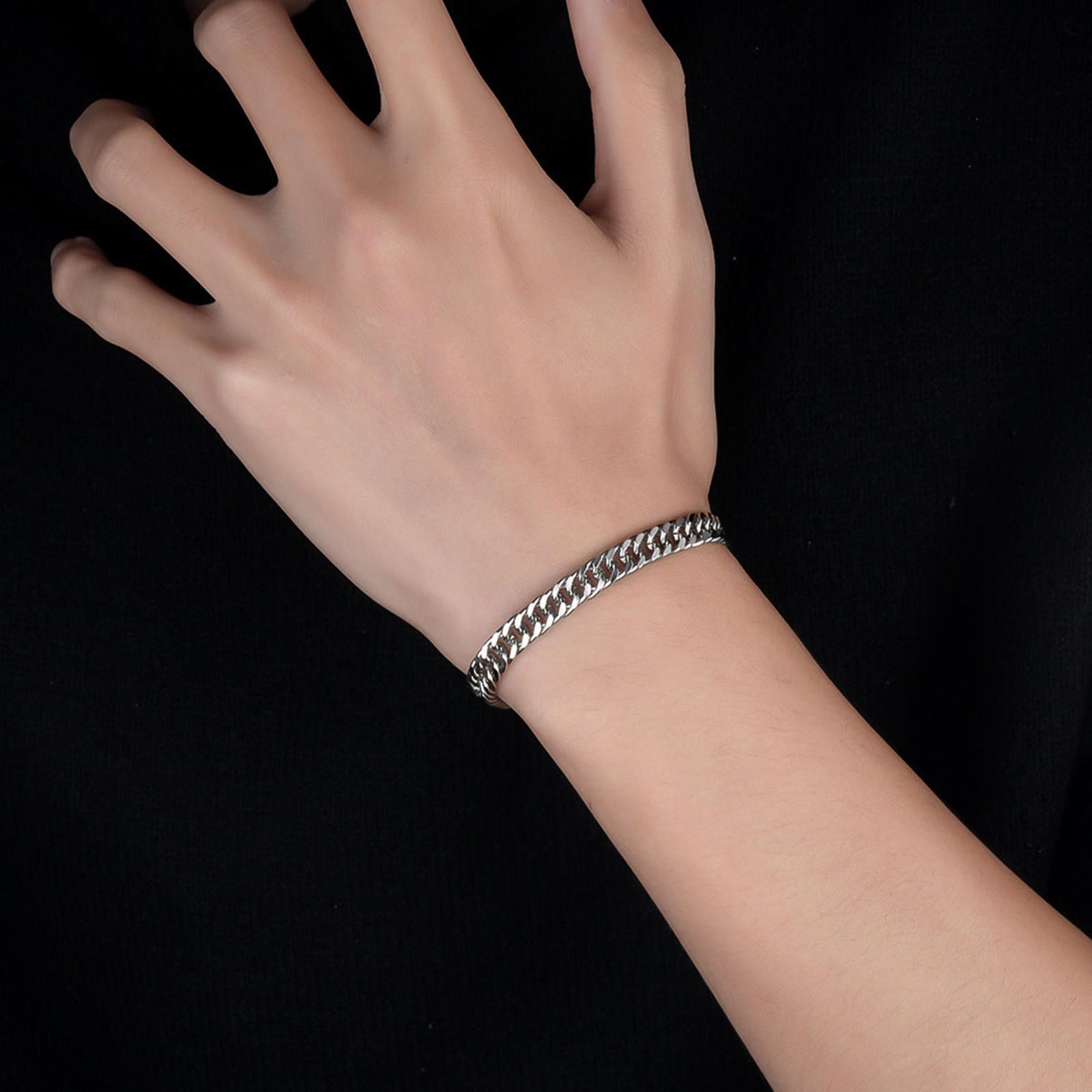 Jewelry Silver Chain Link Bracelet, Classic Men's Bracelet Size ONE SIZE - 2 Thumbnail