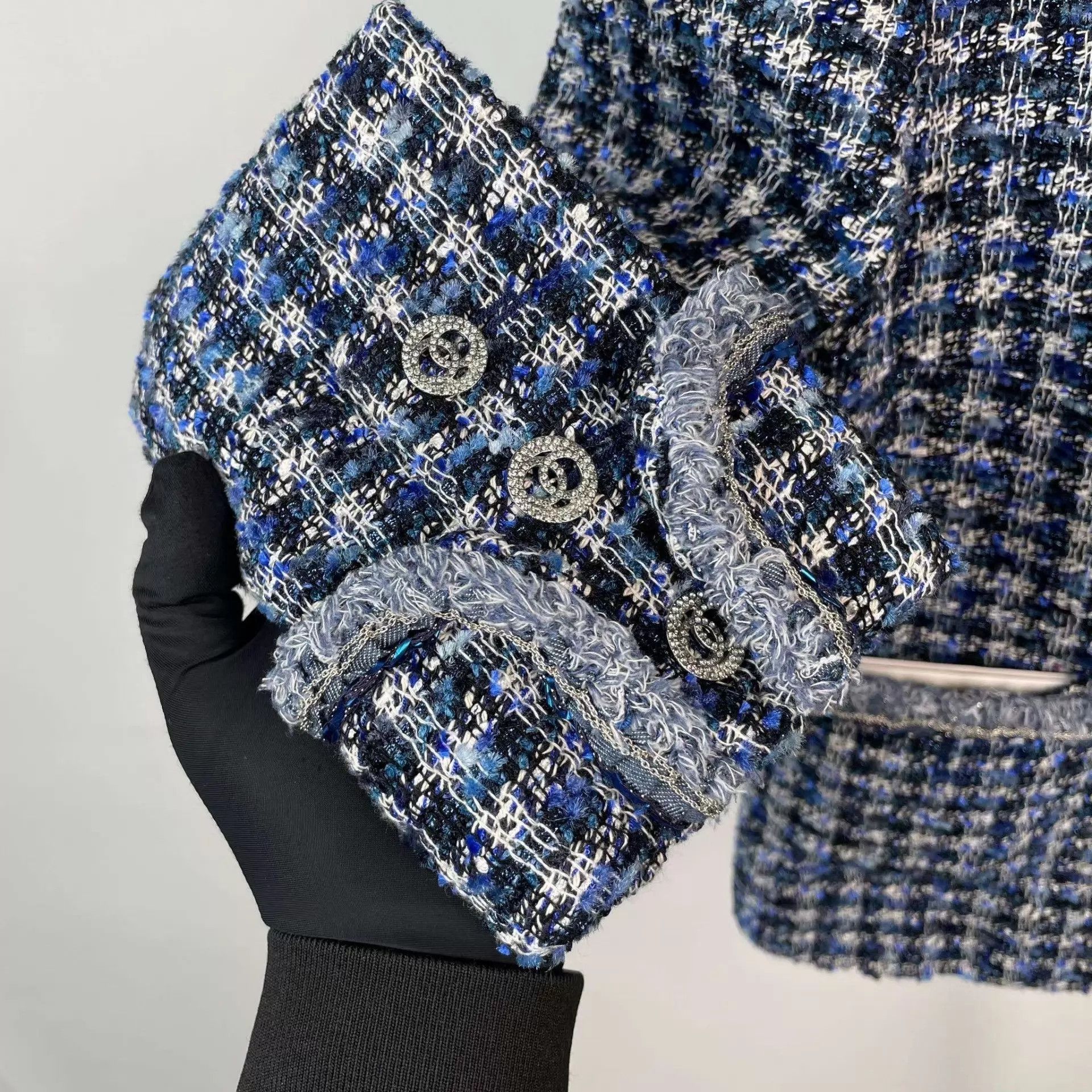 Chanel 95 New Chanel knit high neck jacket women's 34 blue Size XS / US 0-2 / IT 36-38 - 9 Thumbnail