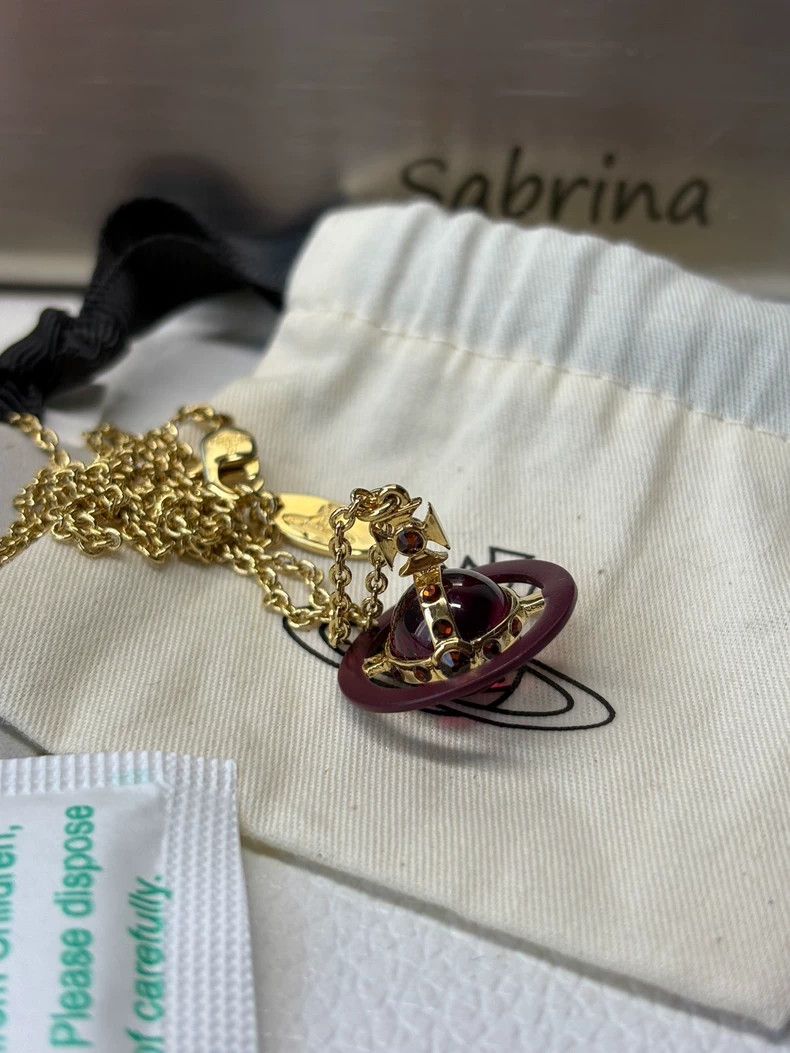 Vivienne Westwood Vivienne Westwood Orb-Medium Size Necklace with Wine Red/C Size ONE SIZE - 2 Thumbnail