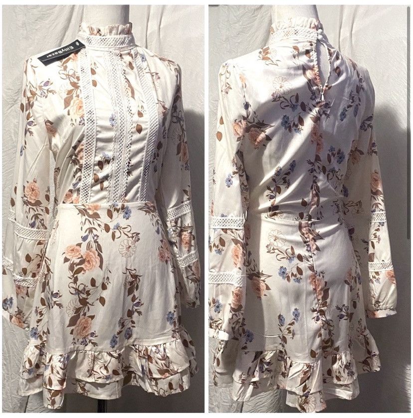 Other Eilly Bazar, Ruffled, Fitted, Long Sleeve Peasant Dress Size S / US 4 / IT 40 - 4 Thumbnail