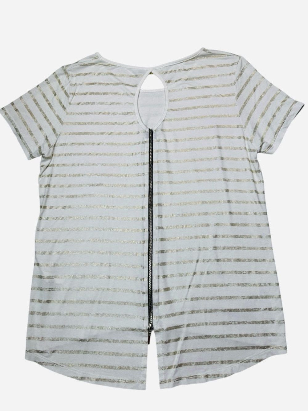 Other Josse Class Relaxed White Tee with Metallic Gold Stripes Si Size L / US 10 / IT 46 - 4 Thumbnail