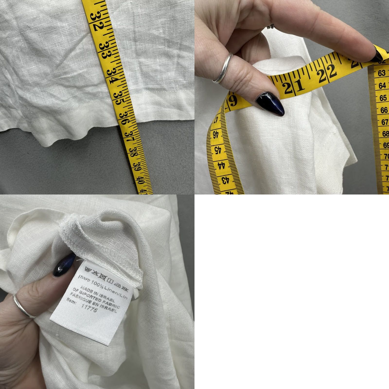 Vintage Ronen Chen Blouse Womens 6 White Tunic Linen Lagenlook Minimalist Quiet Luxury Size M / US 6-8 / IT 42-44 - 8 Thumbnail