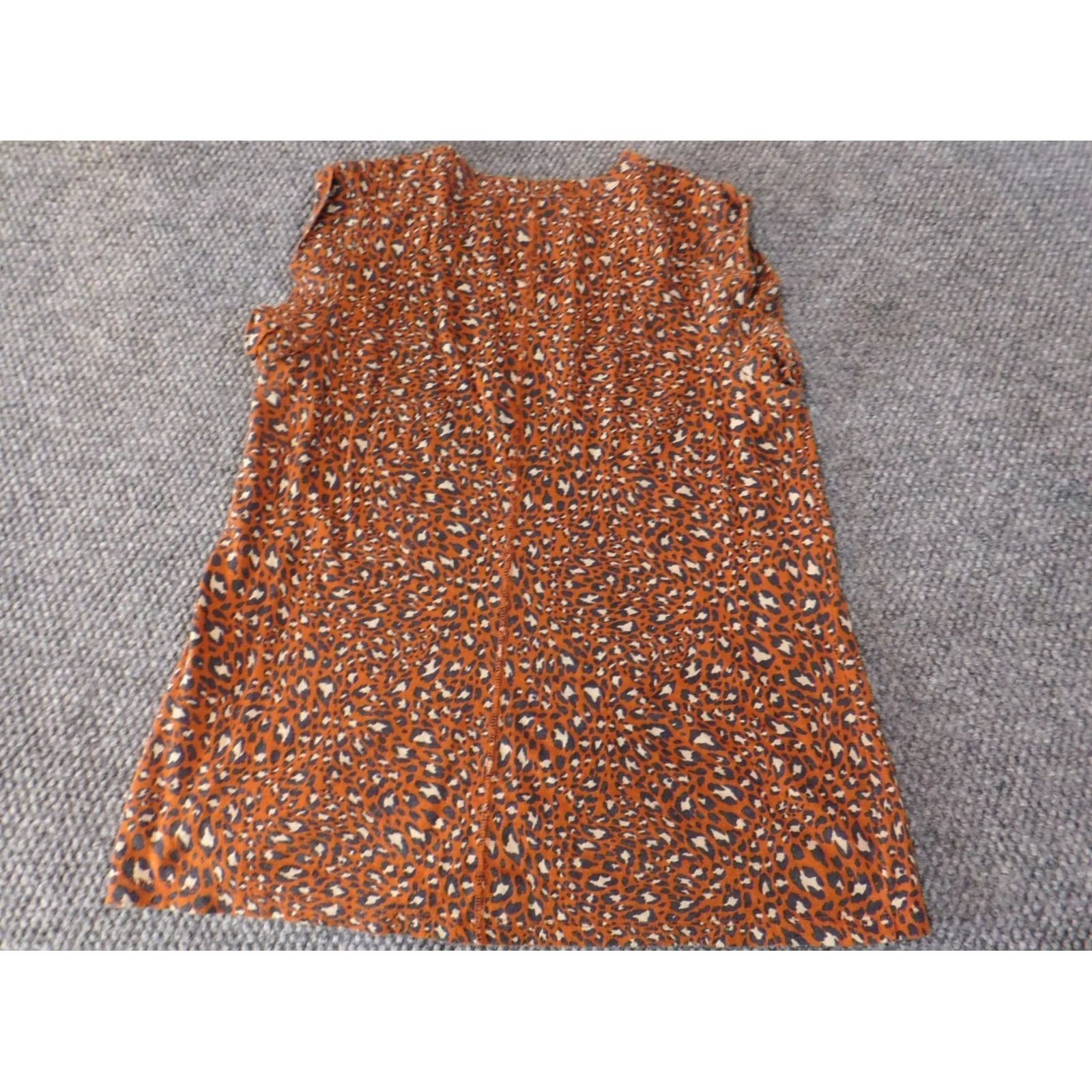 Banana Republic Banana Republic Blouse Women's M Orange Animal Print Sleeveless Crew Neck Knit Cotton Modal Casual Regular Basic Size M / US 6-8 / IT 42-44 - 6 Thumbnail