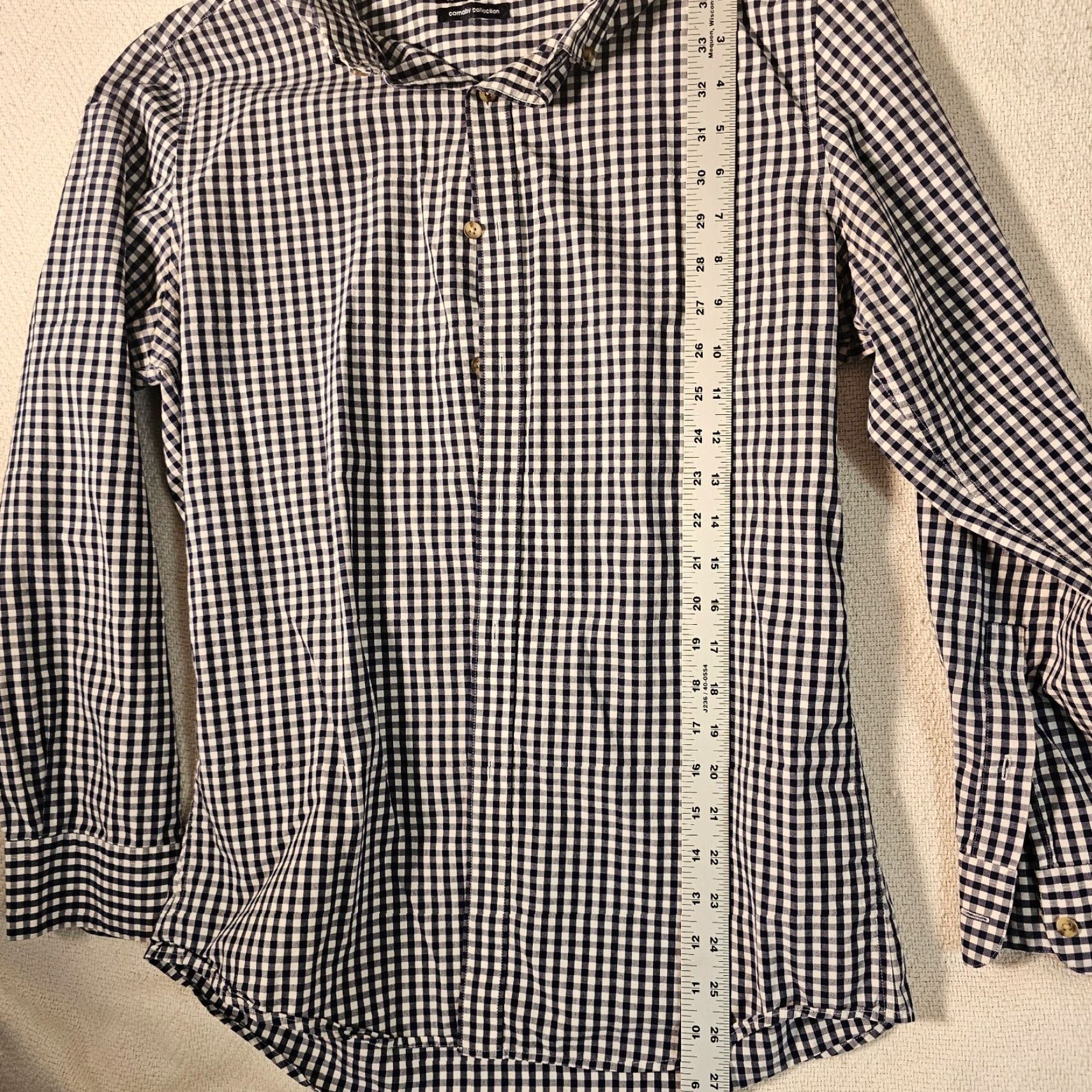 Bar III Bar III Carnaby Collection Men's Shirt Slim Long Sleeve Button-Up Navy Check Size M Size US M / EU 48-50 / 2 - 4 Thumbnail