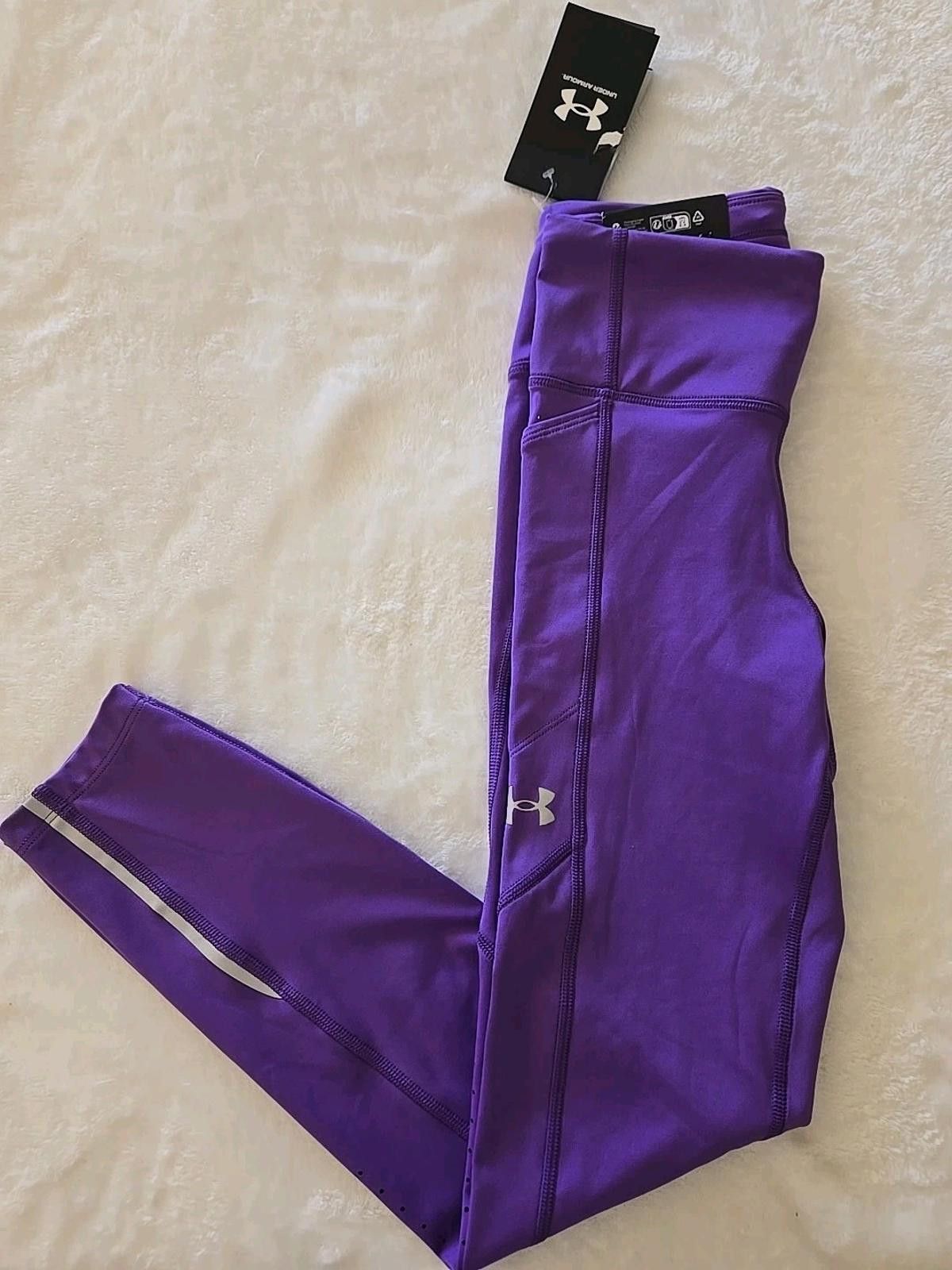 Under Armour UNDER ARMOUR WOMEN'S XS FLY FAST Running Leggings Purple NWT Size 26" / US 2 / IT 38 - 5 Thumbnail