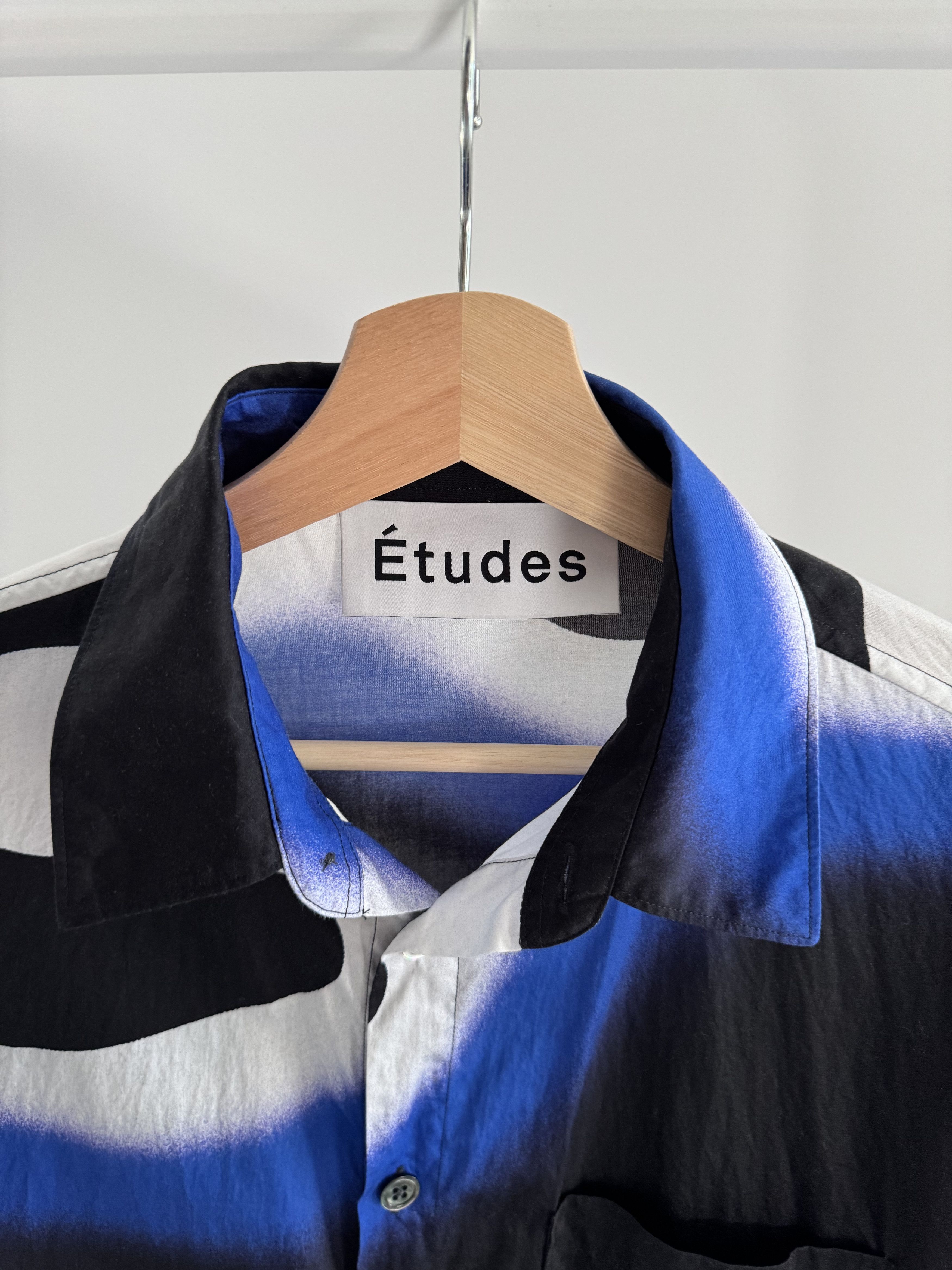 Etudes Etudes Blue & Black Smoke Illusion Short Sleeve Shirt (46) Size US S / EU 44-46 / 1 - 2 Thumbnail