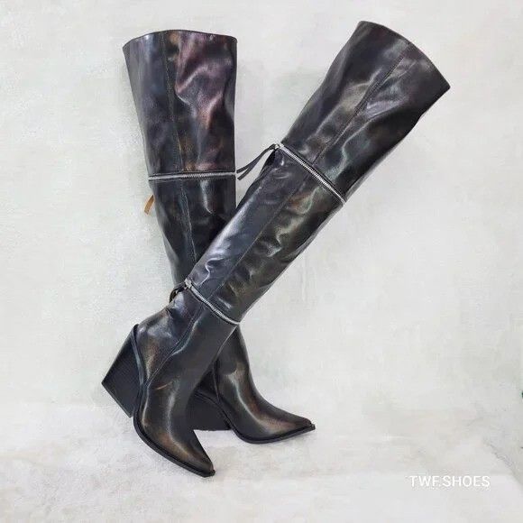 Other Alexa Western All in One Zipper Shaft Ankle Knee & Thigh Bo Size US 10 / IT 40 - 1 Thumbnail
