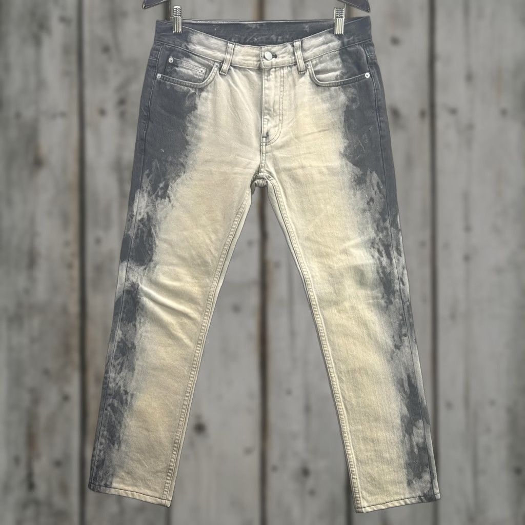 Denime BLK DNM Jeans Mens Gray Bleach Wash Slim Tapered Denim Pants Streetwear Size US 33 - 1 Thumbnail