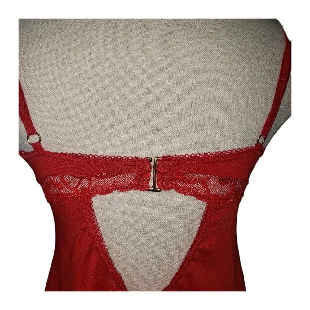Designer CT1562 Maraple Red Lace Baby Doll Chemise with Slits S/M Size ONE SIZE - 4 Thumbnail