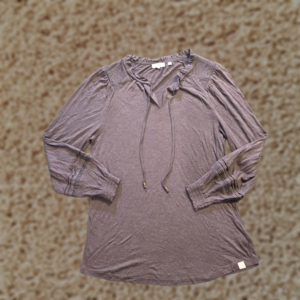 FatFace Fat Face Top Womens Size 6 Purple V Neck Long Sleeve Stretchy Casual T-Shirt Regular Womens Spin Size M / US 6-8 / IT 42-44 - 1 Thumbnail