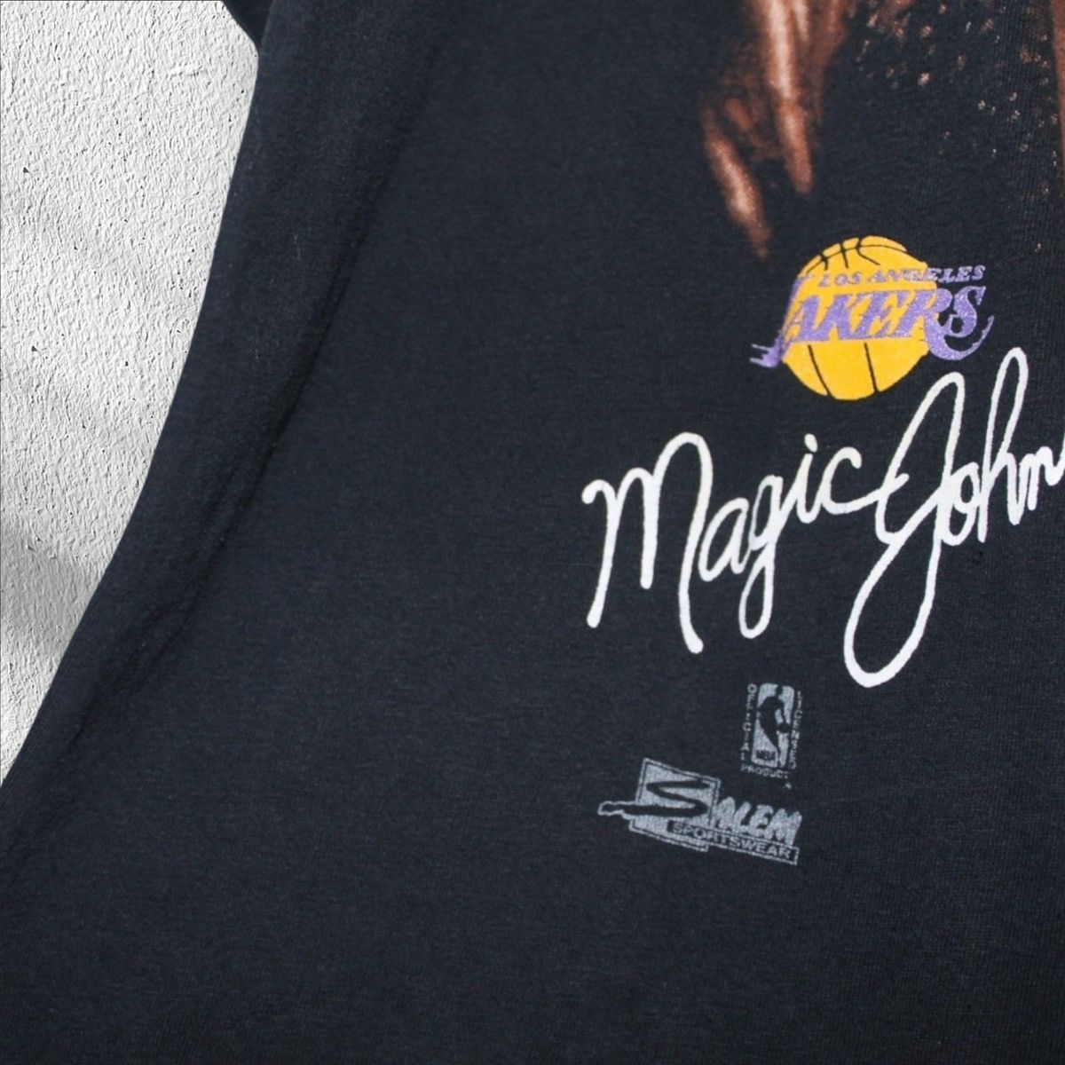 Salem Sportswear × Vintage Vintage 1991 Magic Johnson Big Face Lakers Tee Salem Size US XL / EU 56 / 4 - 3 Thumbnail
