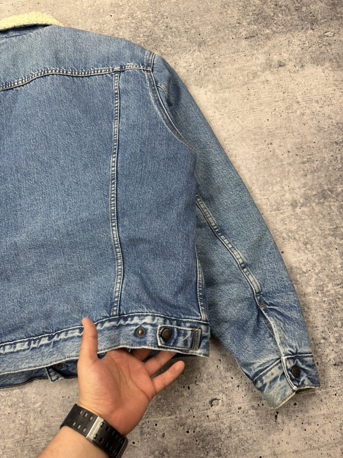 Levi's Levi’s Vintage Stonewashed Blue Denim Trucker Sherpa Bomber Size US XL / EU 56 / 4 - 21 Thumbnail