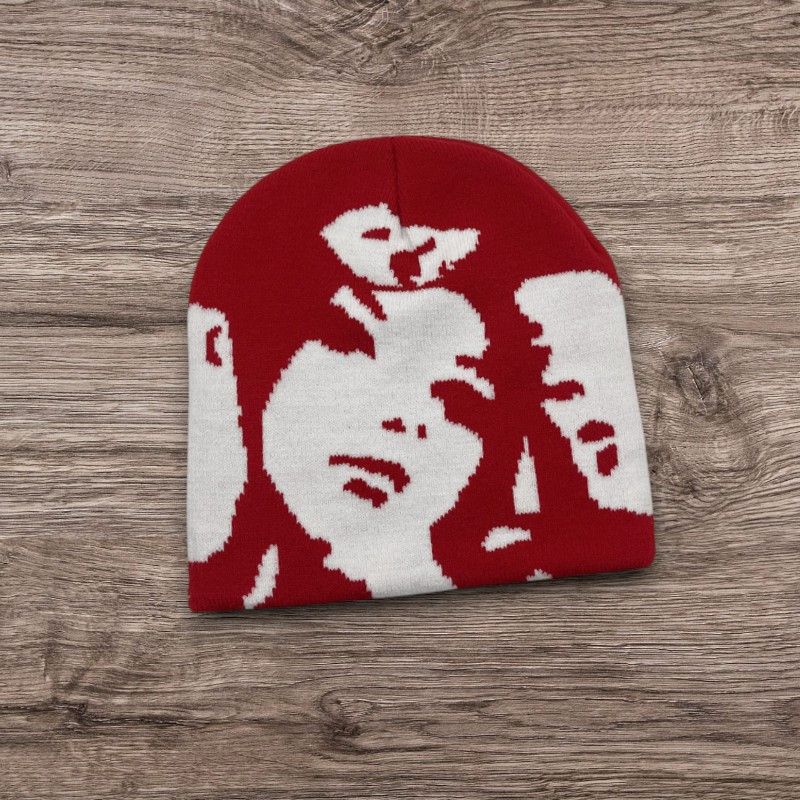 Other Red White Avantgarde Punk Knit Hat Faces ALT Size ONE SIZE - 1 Preview