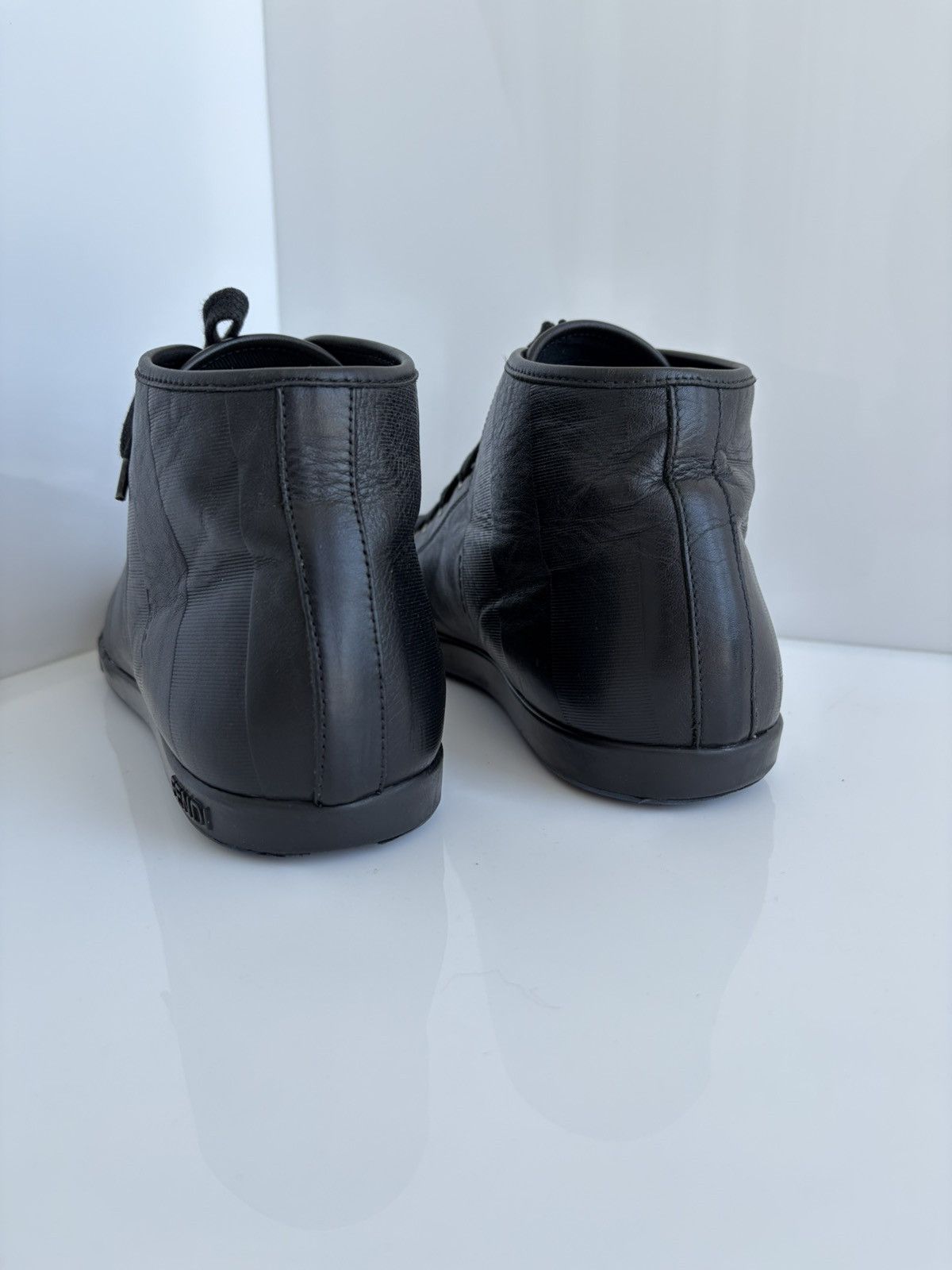 Fendi Fendi FF Black Leather High-Top Sneakers Shoes US8 EU41 Size US 8 / EU 41 - 9 Thumbnail