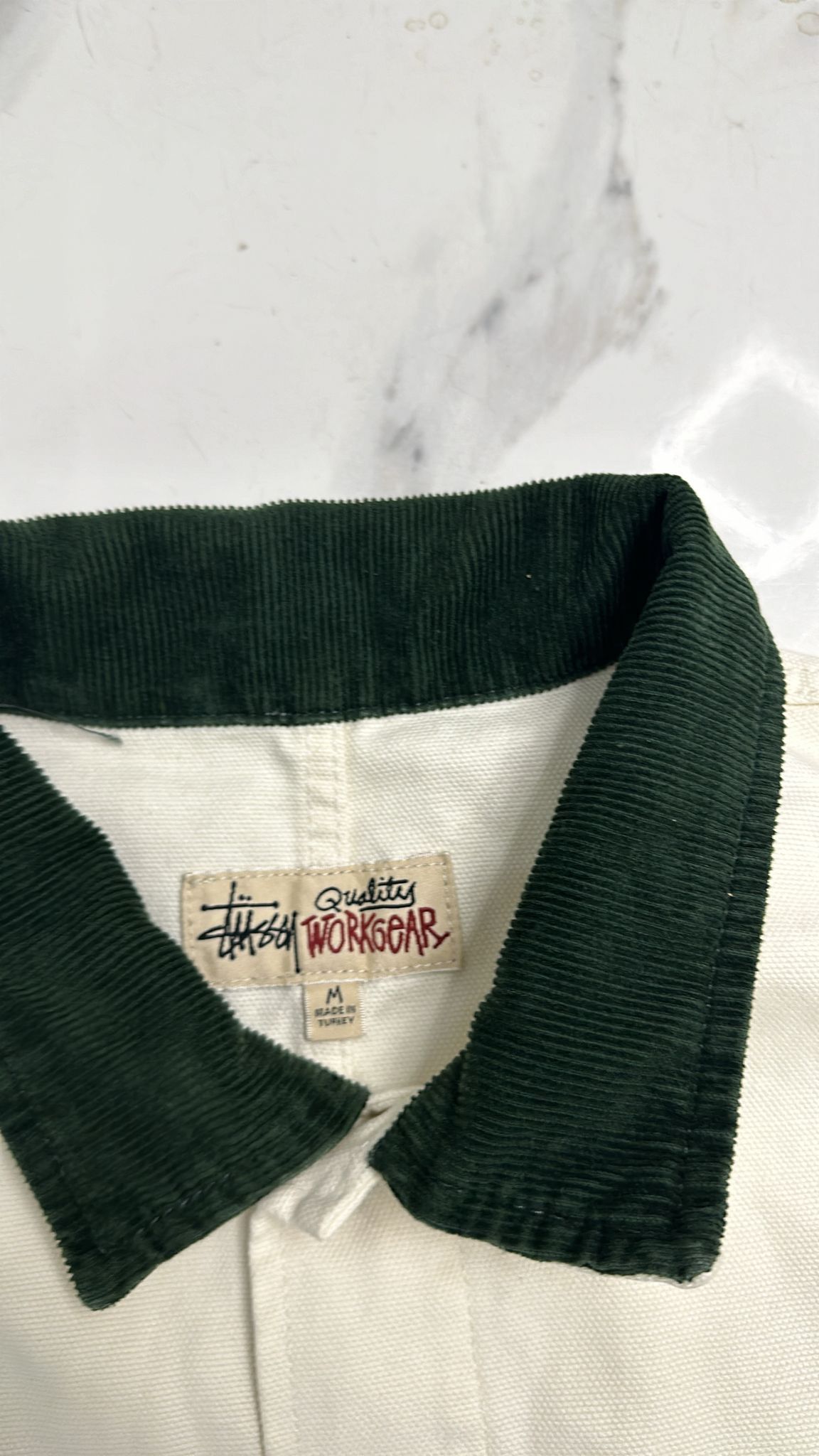 Stussy Stüssy Cord Collar Canvas Chore Jacket Bone Size M Size US M / EU 48-50 / 2 - 6 Thumbnail