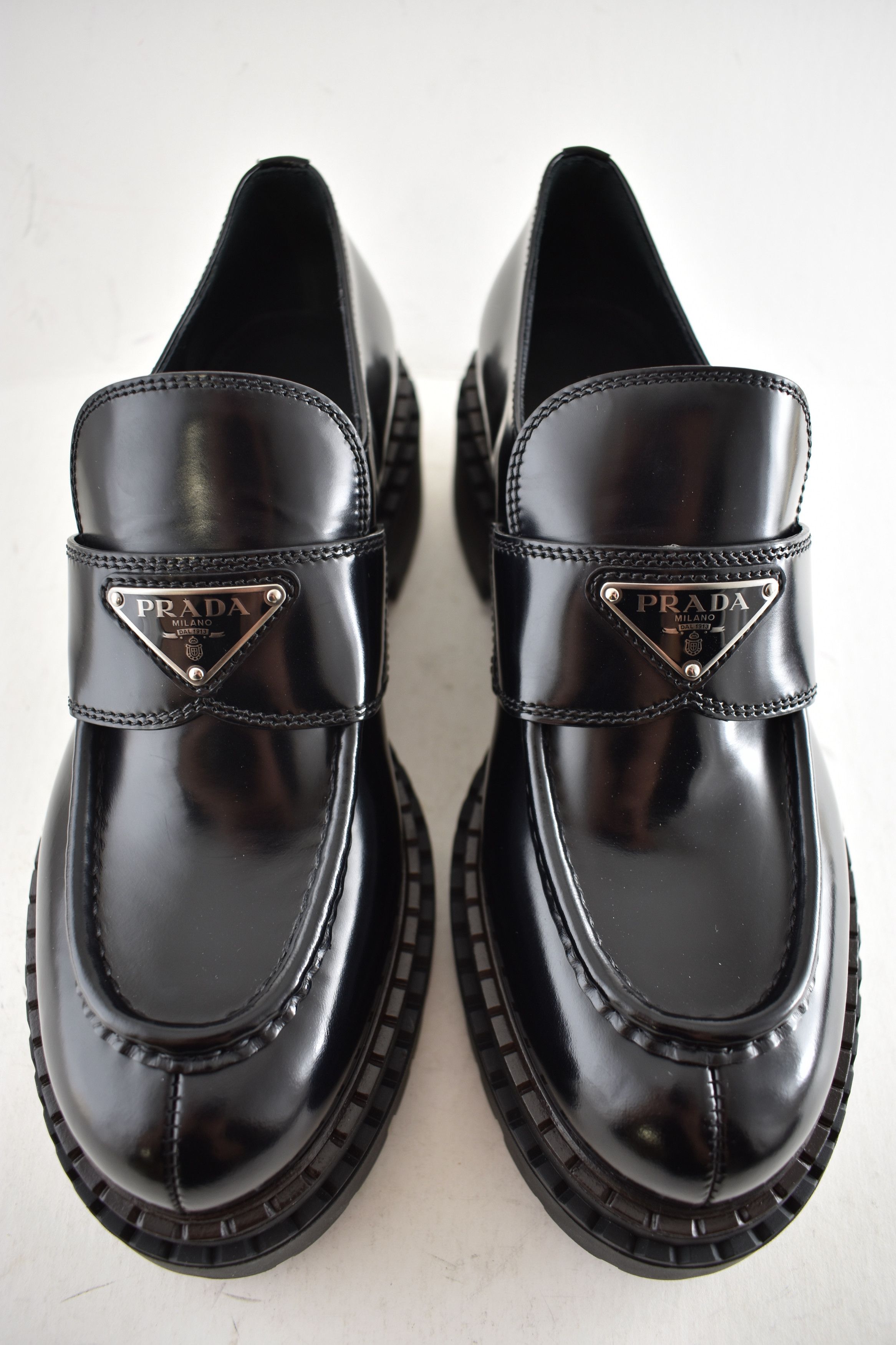 Prada Double Chocolate Leather Platform Loafer Creeper Flat 38.5 Size US 8.5 / IT 38.5 - 6 Thumbnail