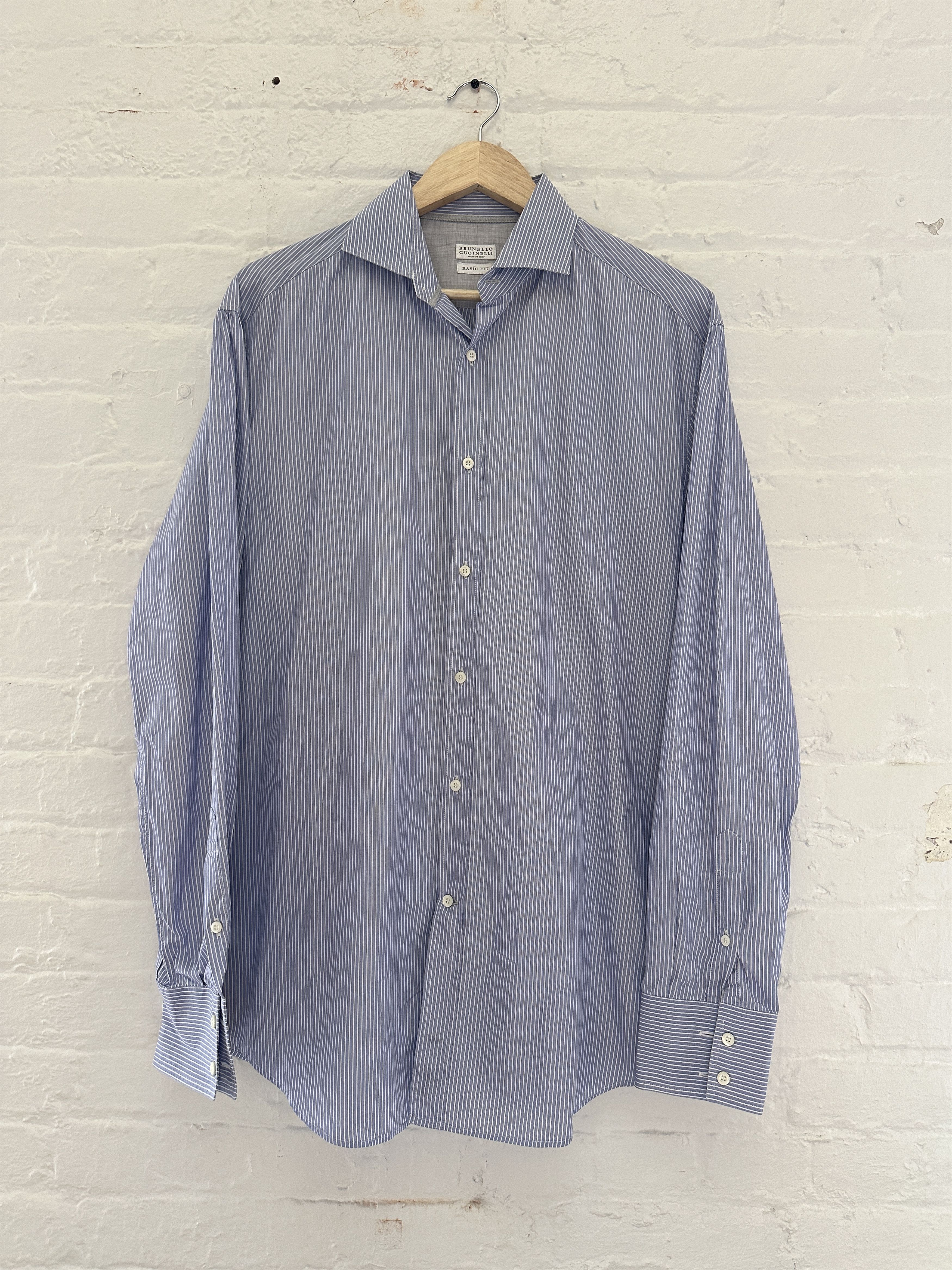 Brunello Cucinelli Brunello Cucinelli Striped Button Up Shirt Size US L / EU 52-54 / 3 - 1 Thumbnail