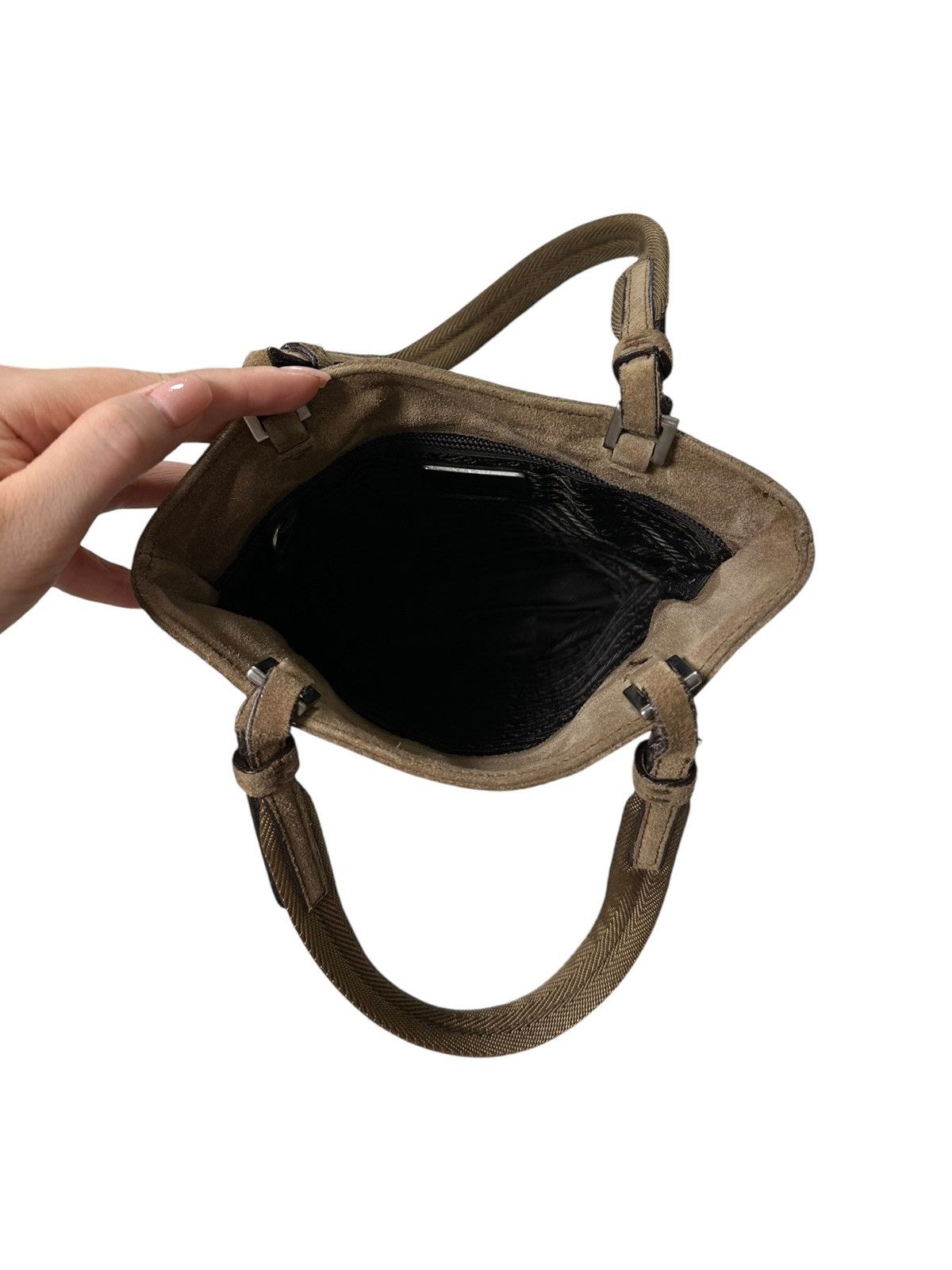 Prada PRADA F/W 1999 Appliqué Leaves Suede and Mesh Hand Bag Size ONE SIZE - 7 Thumbnail