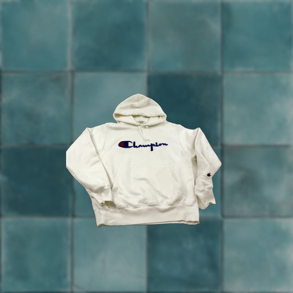 Champion Champion Hoodie Mens M White Pullover Hooded Sweatshirt with Pockets Size US M / EU 48-50 / 2 - 1 Thumbnail