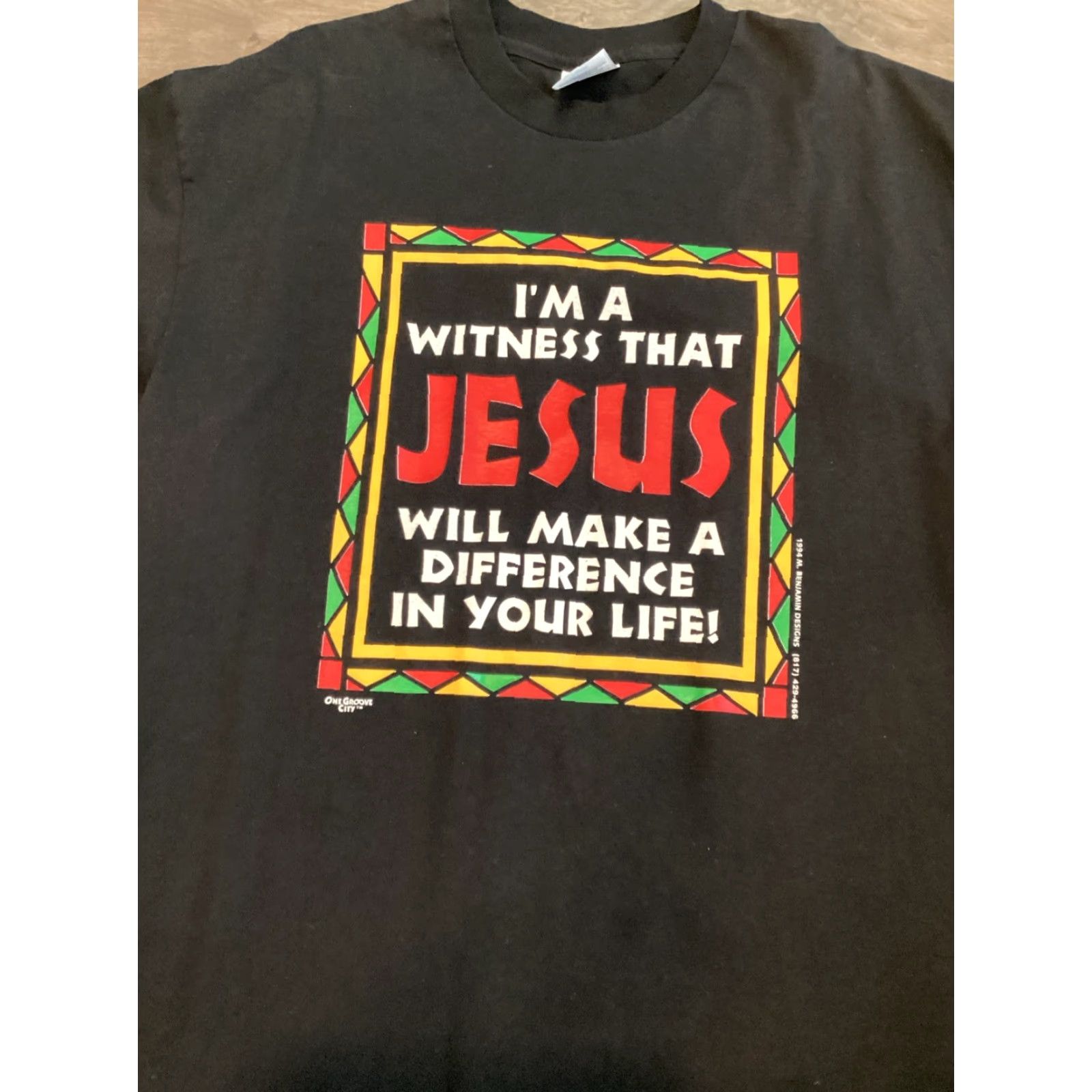 Hanes VINTAGE 90s Hanes Graphic Tee T-Shirt Black XL The Jesus Will Make a Difference Mens Size US XL / EU 56 / 4 - 2 Thumbnail