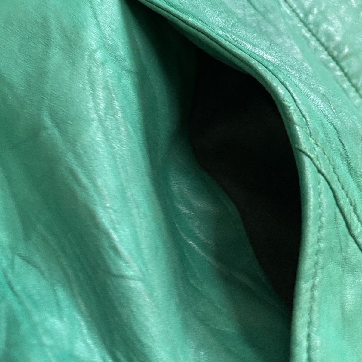 Leather × Vintage Vintage 80s teal green leather croped jacket Size M / US 6-8 / IT 42-44 - 13 Thumbnail