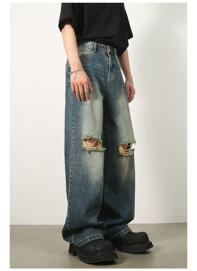 Japanese Brand × Jean Vintage washed all-match wide-leg ripped jeans Size US 32 / EU 48 - 5 Thumbnail