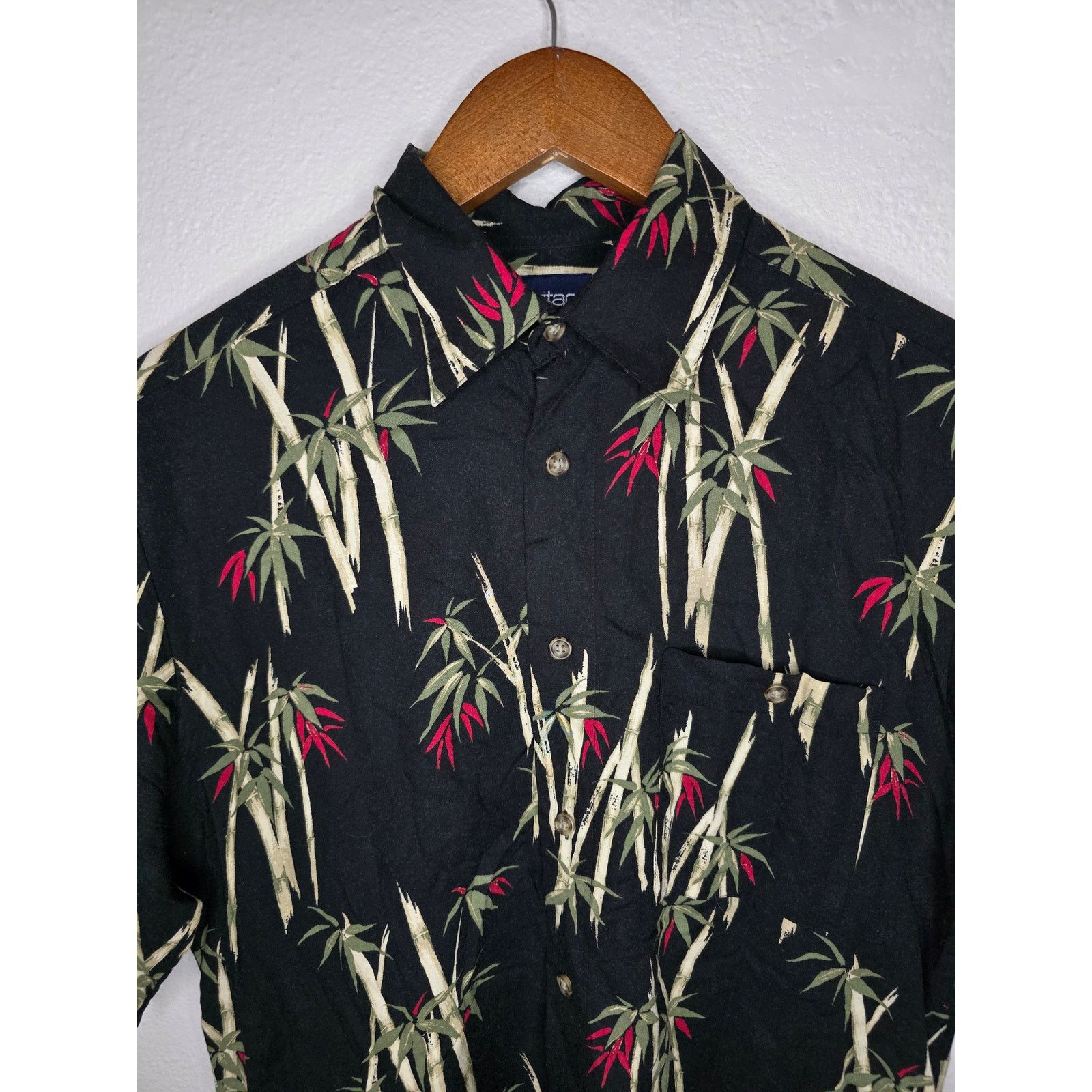 Puritan Puritan Hawaii Shirt Bamboo Print M Black Tropical Button Up Size US L / EU 52-54 / 3 - 4 Thumbnail