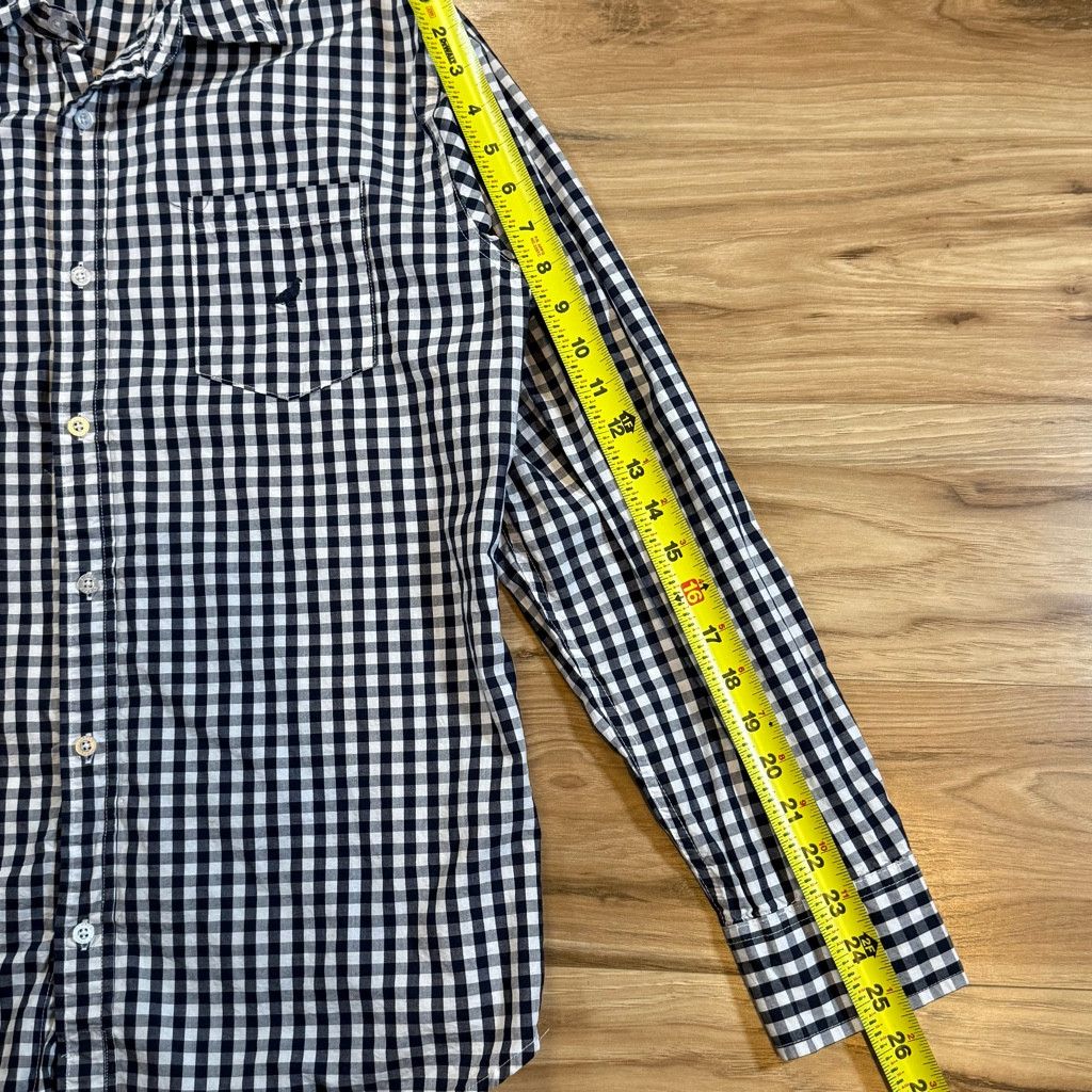 Japanese Brand Staple Men’s L Gingham Button Shirt Navy White Size US L / EU 52-54 / 3 - 6 Thumbnail