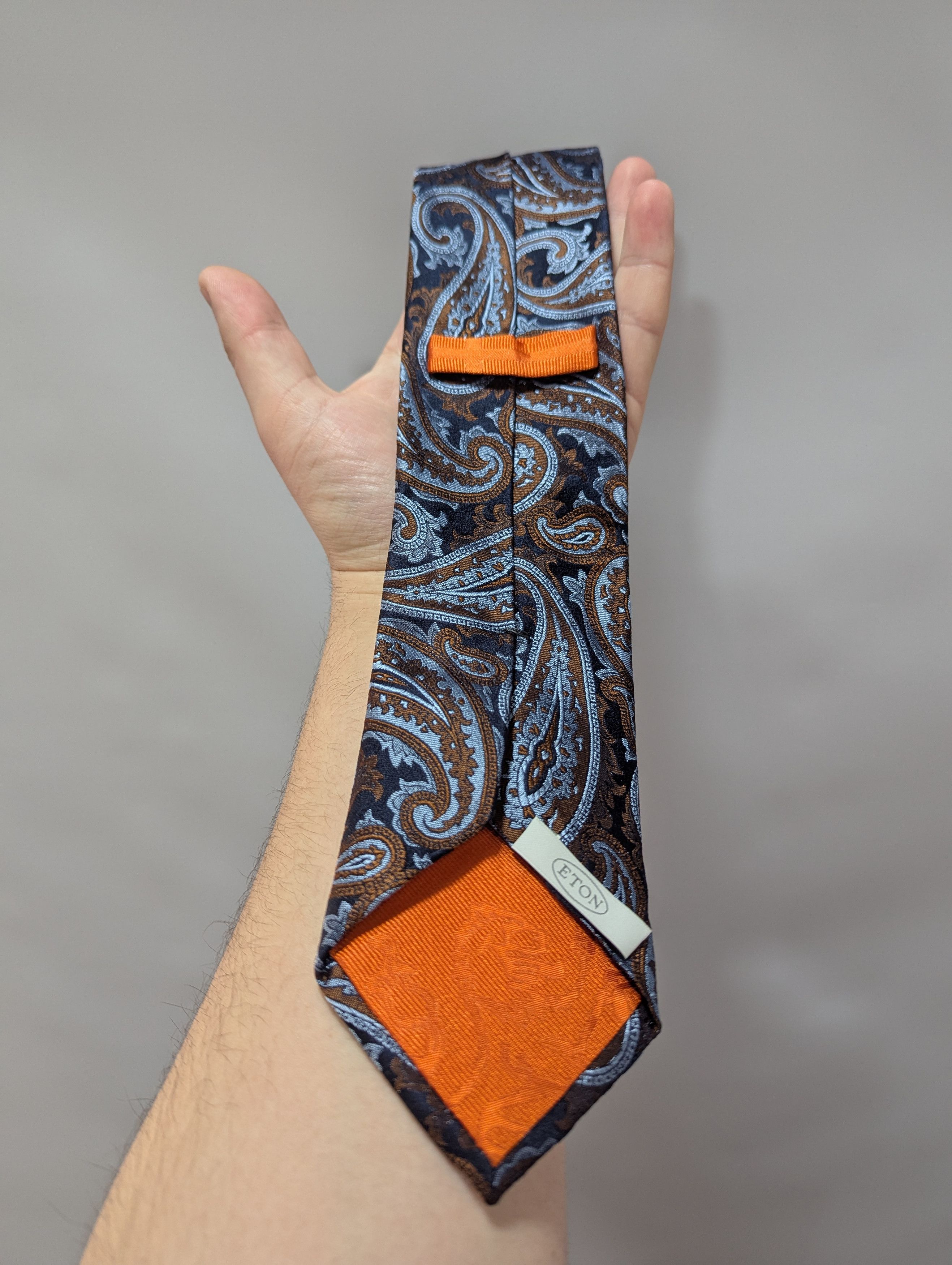 Eton Eton Luxury 100% Woven Silk Tie Brown-blue Paisley Size ONE SIZE - 3 Thumbnail