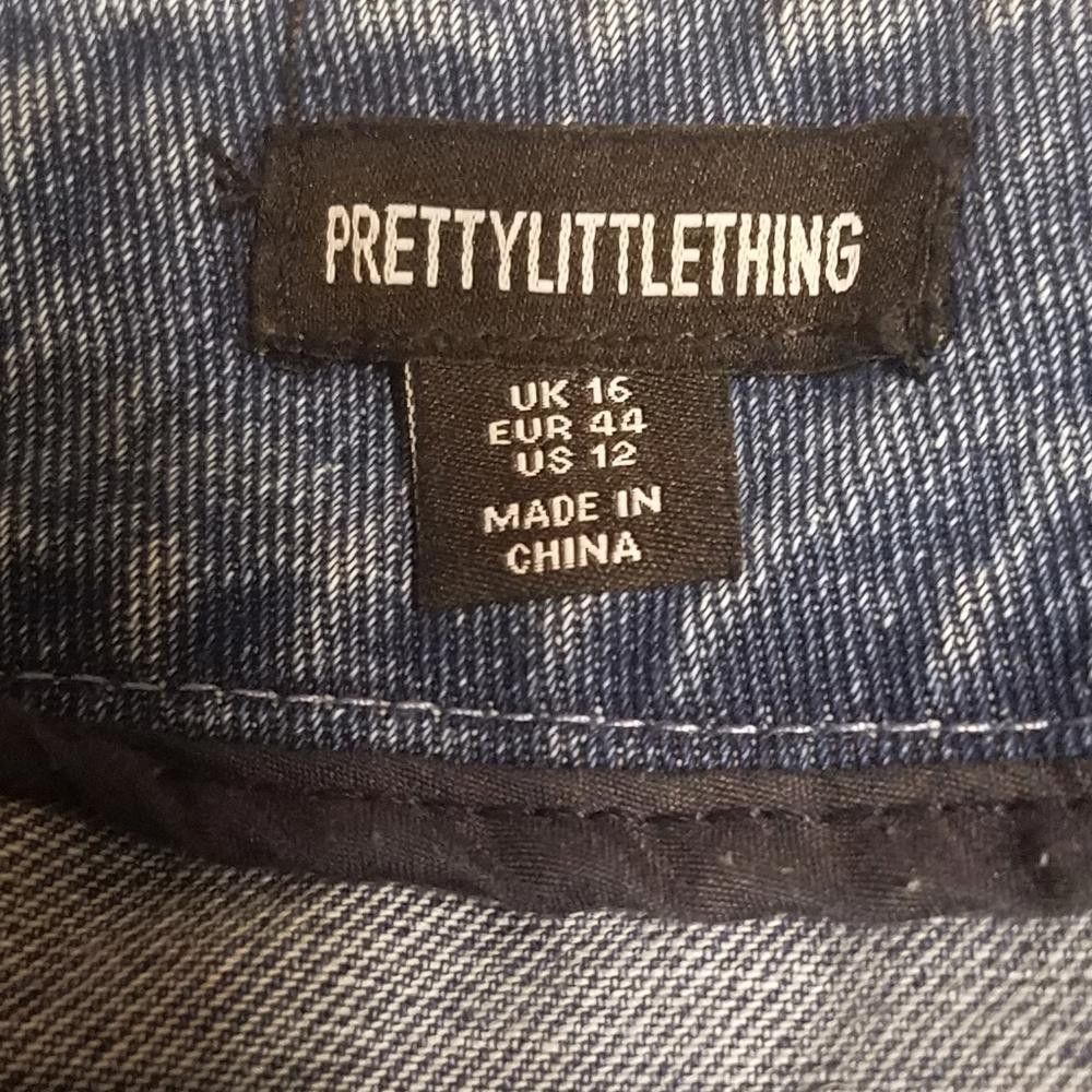 Designer Pretty Little Thing Distressed Blue Denim Skirt Size 12 Size 34" / US 12 / IT 48 - 3 Thumbnail