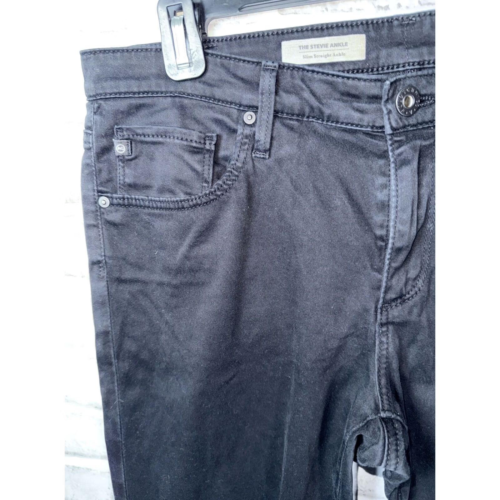 Denime AG Adriano Goldschmied Jeans Womens 30r Black Denim The Stevie Slim Straight USA Jeans 5-Pocket Ankle Womens Size 30" / US 8 / IT 44 - 3 Thumbnail