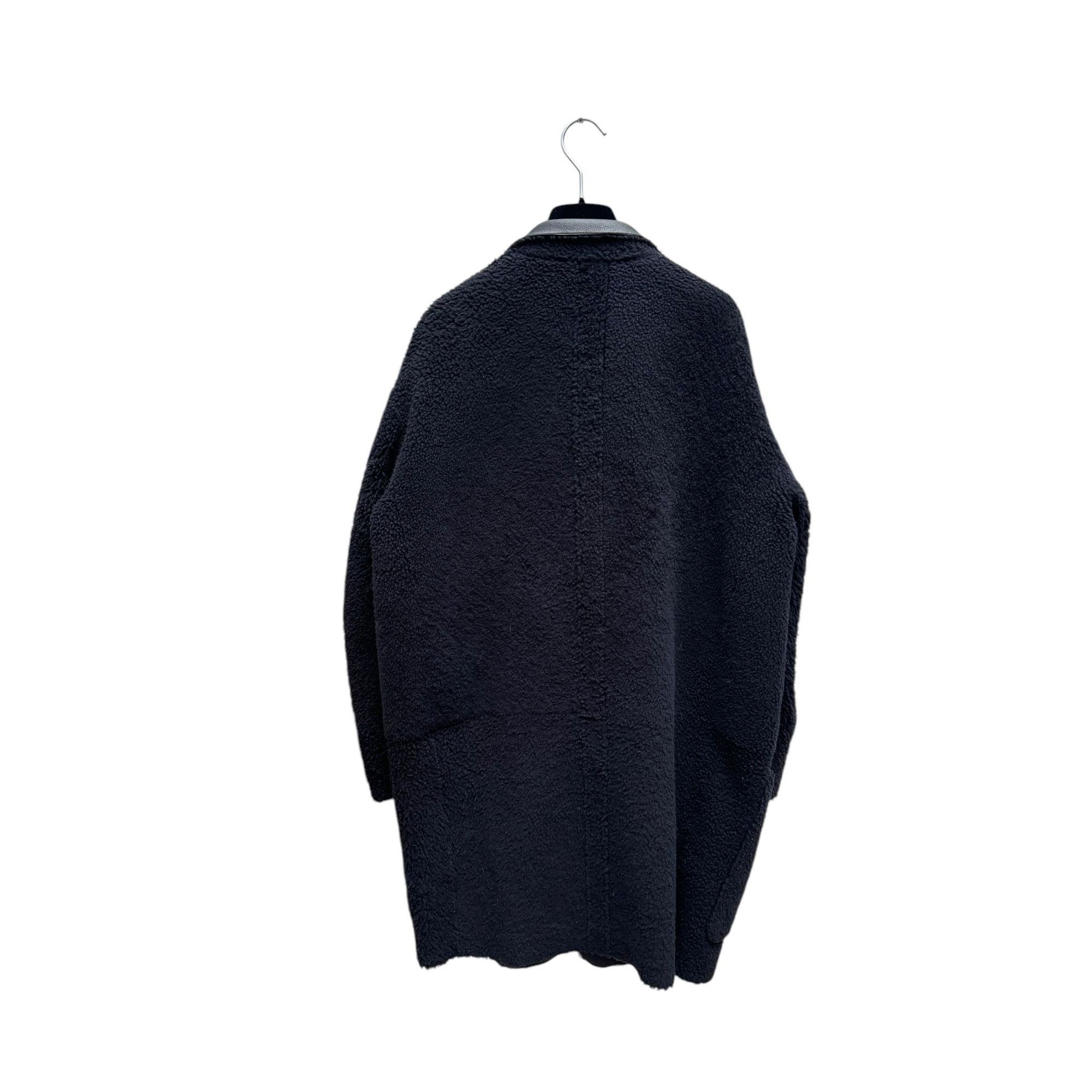 Celine Phoebe Philo Navy Shearling Leather Crombie Coat Size M / US 6-8 / IT 42-44 - 4 Thumbnail
