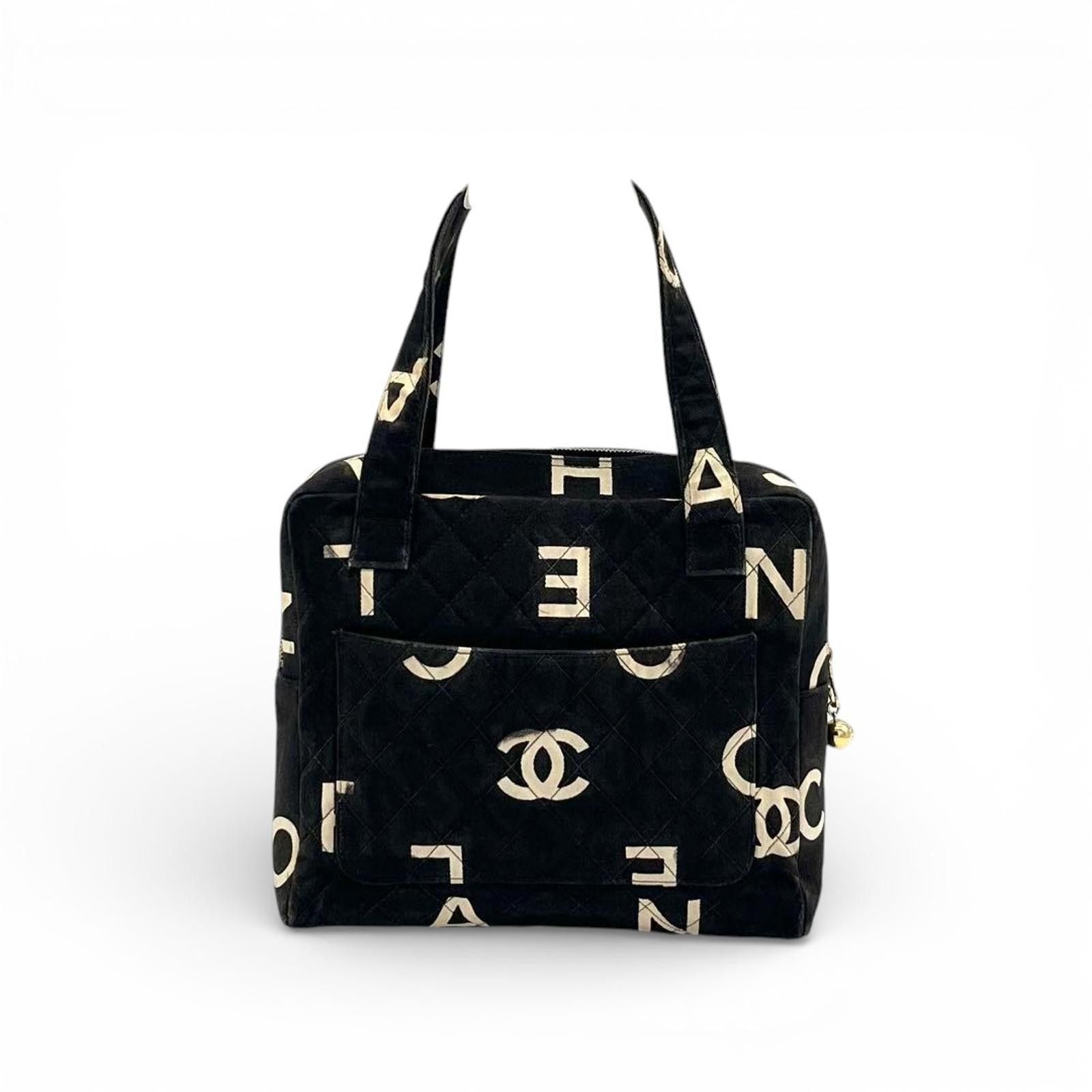 Chanel Chanel - Black Quilted Logo Print Handbag Size ONE SIZE - 2 Thumbnail