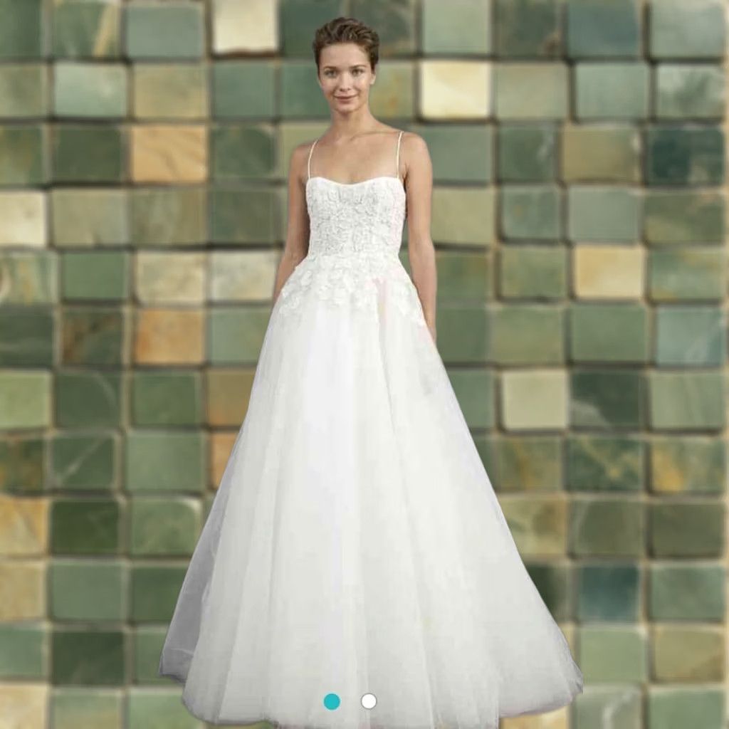 Vintage Nouvelle Amsale Hand Beaded Tulle Embellished Ivory Wedding Dress Size 8 700 Size ONE SIZE - 1 Thumbnail