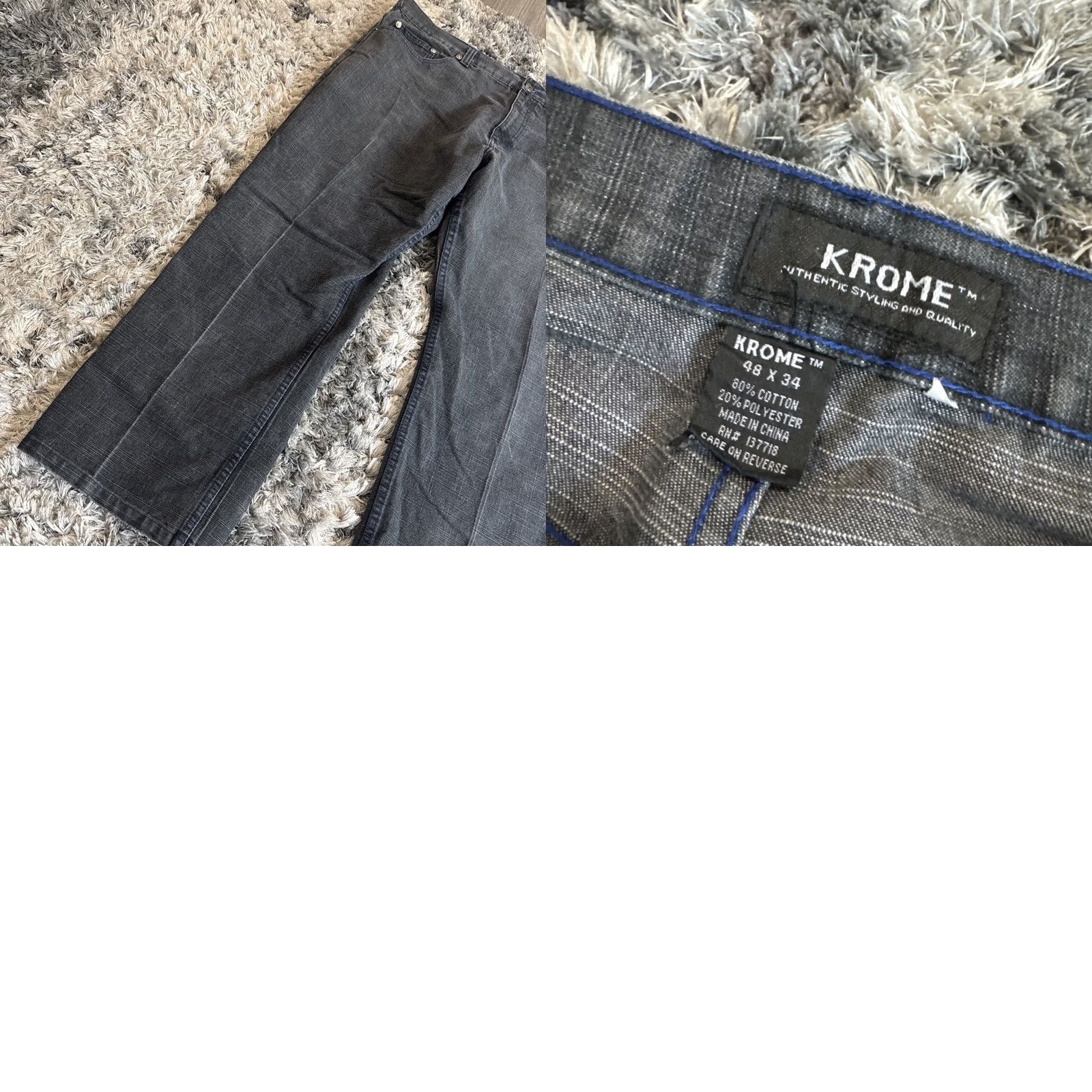 Denime VINTAGE Krome Jeans Gray Denim Embroidered 90s Y2K Mens 48x29 HTF RARE Wide-Leg Shirt? Size US 32 / EU 48 - 8 Thumbnail
