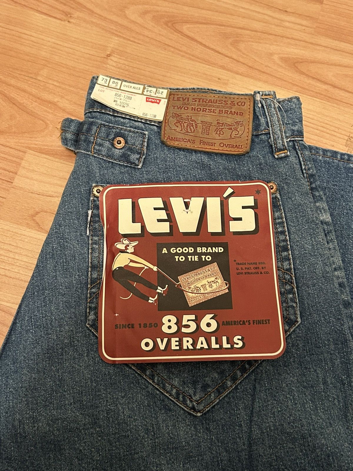 Japanese Brand Rare 1992 Levis 856 Overall Buckleback White Tab Size US 29 - 2 Thumbnail