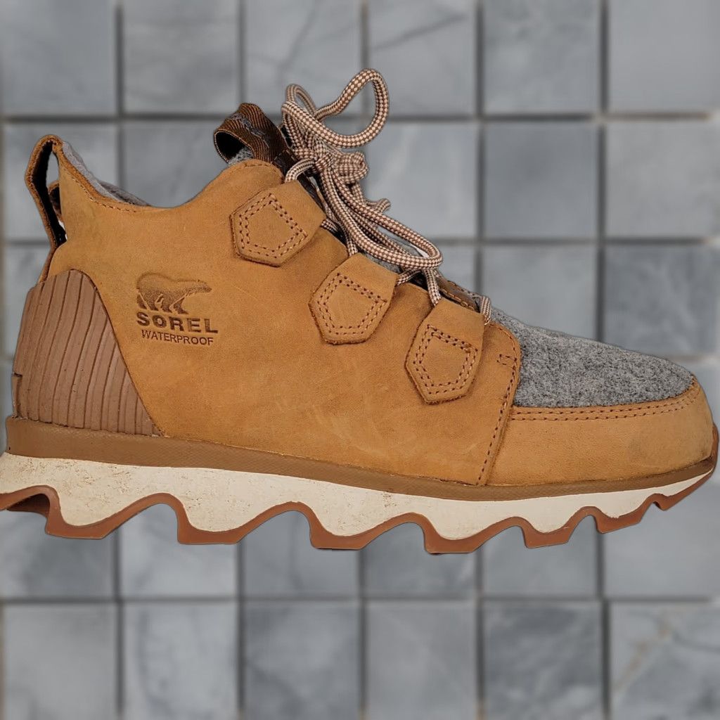 SOREL Sorel Kinetic Caribou Waterproof Ankle Snow Boot Leather Wool Women's 7.5 Tan Brown/Gray Boots Women's 7.5 Navy? Size US 8 / IT 38 - 1 Thumbnail