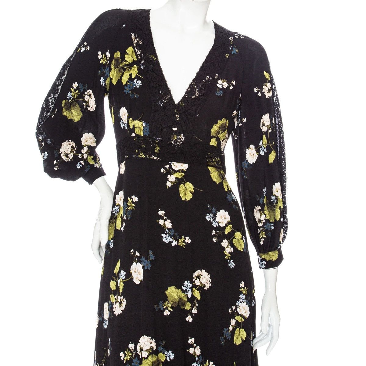 Erdem Erdem Magdalene Silk Floral Print Long Sleeve Midi Dress Size S / US 4 / IT 40 - 5 Thumbnail