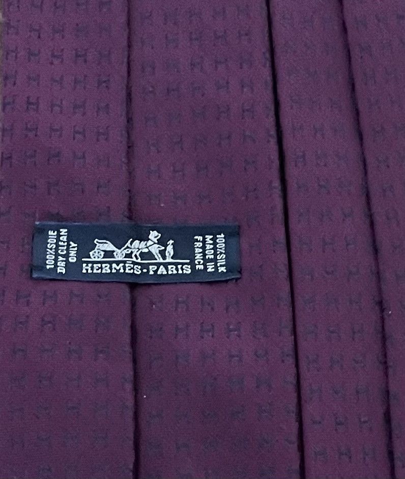 image of Hermes Purple Faconnee H Silk Tie, Men's