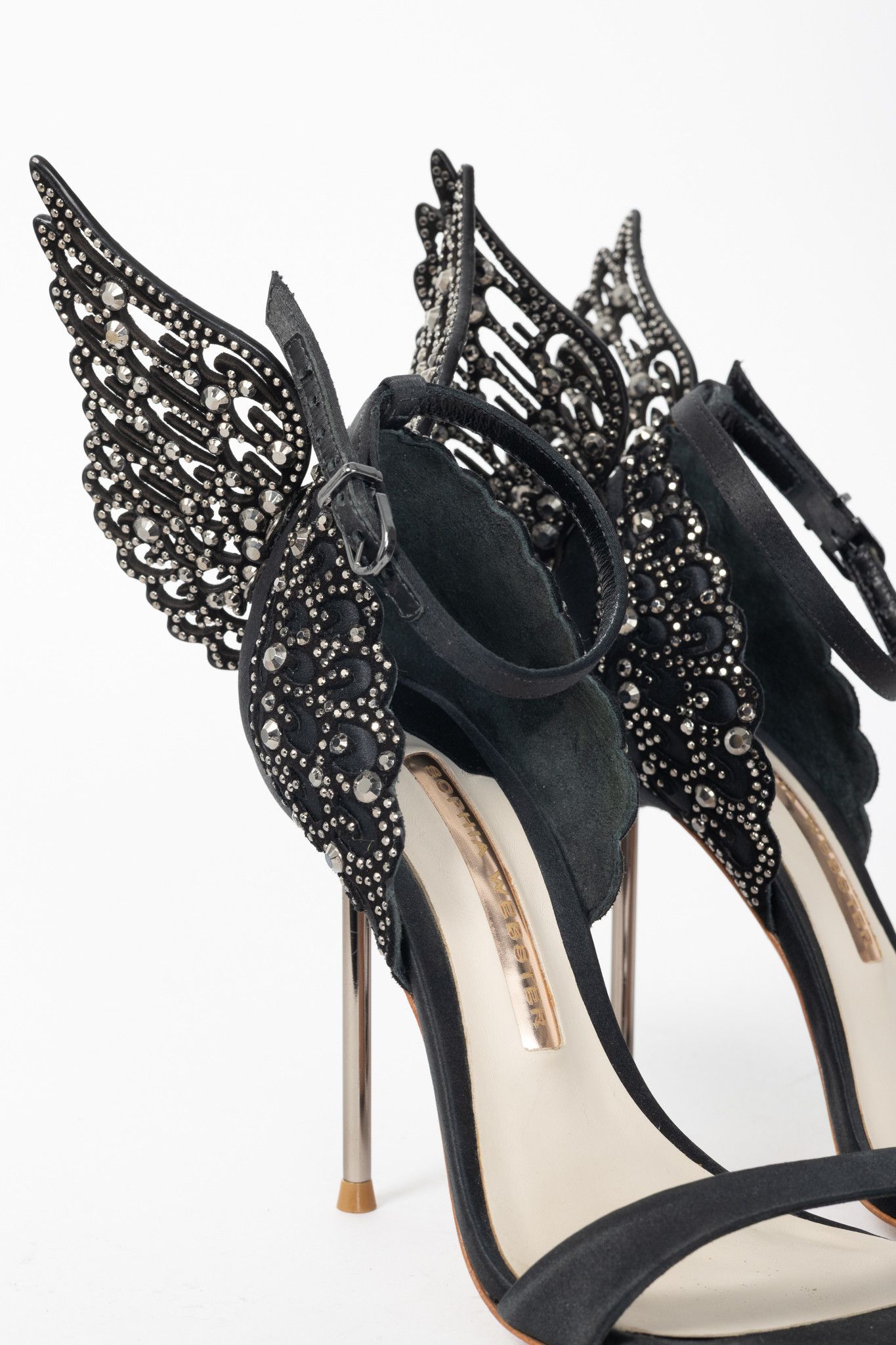 Sophia Webster Sophia Webster Evangeline Crystal-Embellished Satin Sandals Size US 4.5 / IT 34.5 - 7 Thumbnail