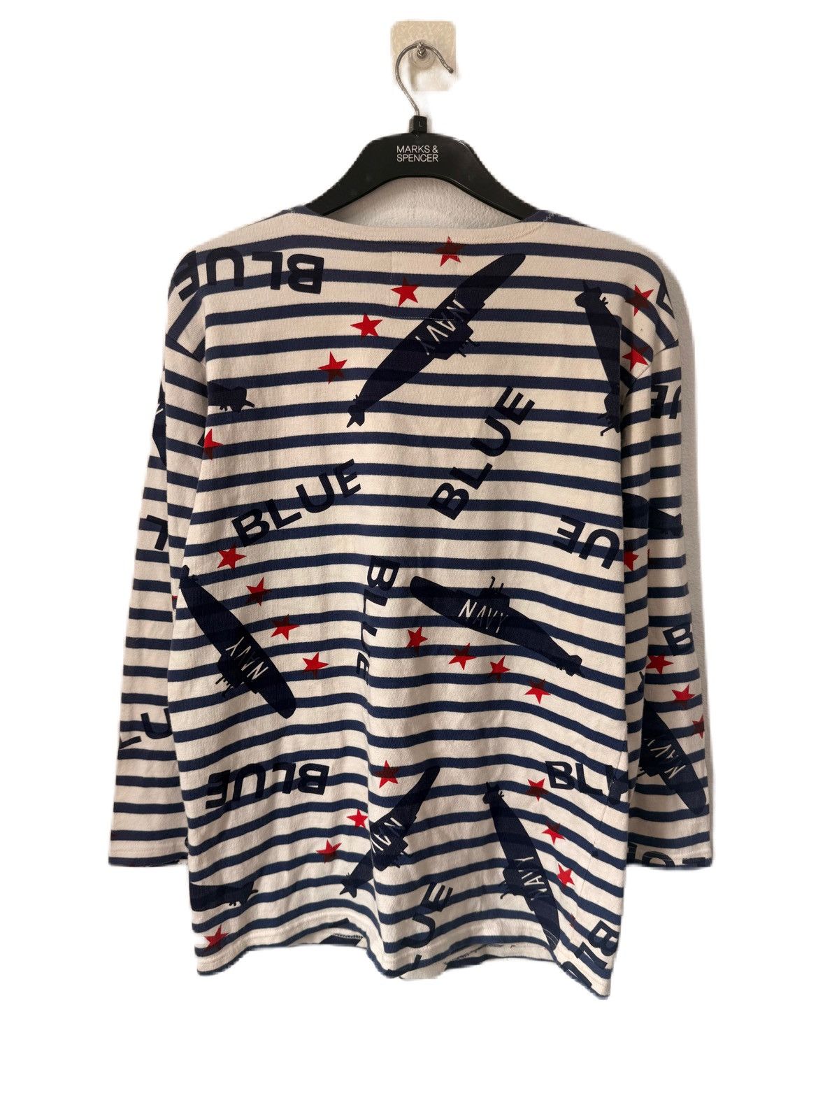 Blue Blue Japan NAVY BLUE STRIPE T-SHIRT SUBMARINE OVER PRINT BY BLUE-BLUE Size US L / EU 52-54 / 3 - 4 Thumbnail