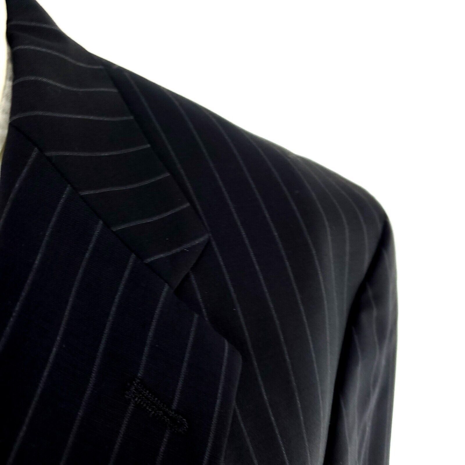 Tommy Hilfiger Tommy Hilfiger Wool 3 Button 2 Piece Suit 40R Blue Striped 3 Size 40R - 2 Thumbnail