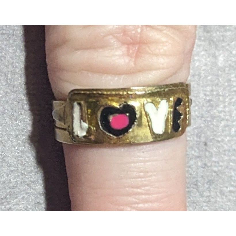 Other Coquette Gold Tone Enamel Filled Love Ring Size 8 Size ONE SIZE - 12 Thumbnail